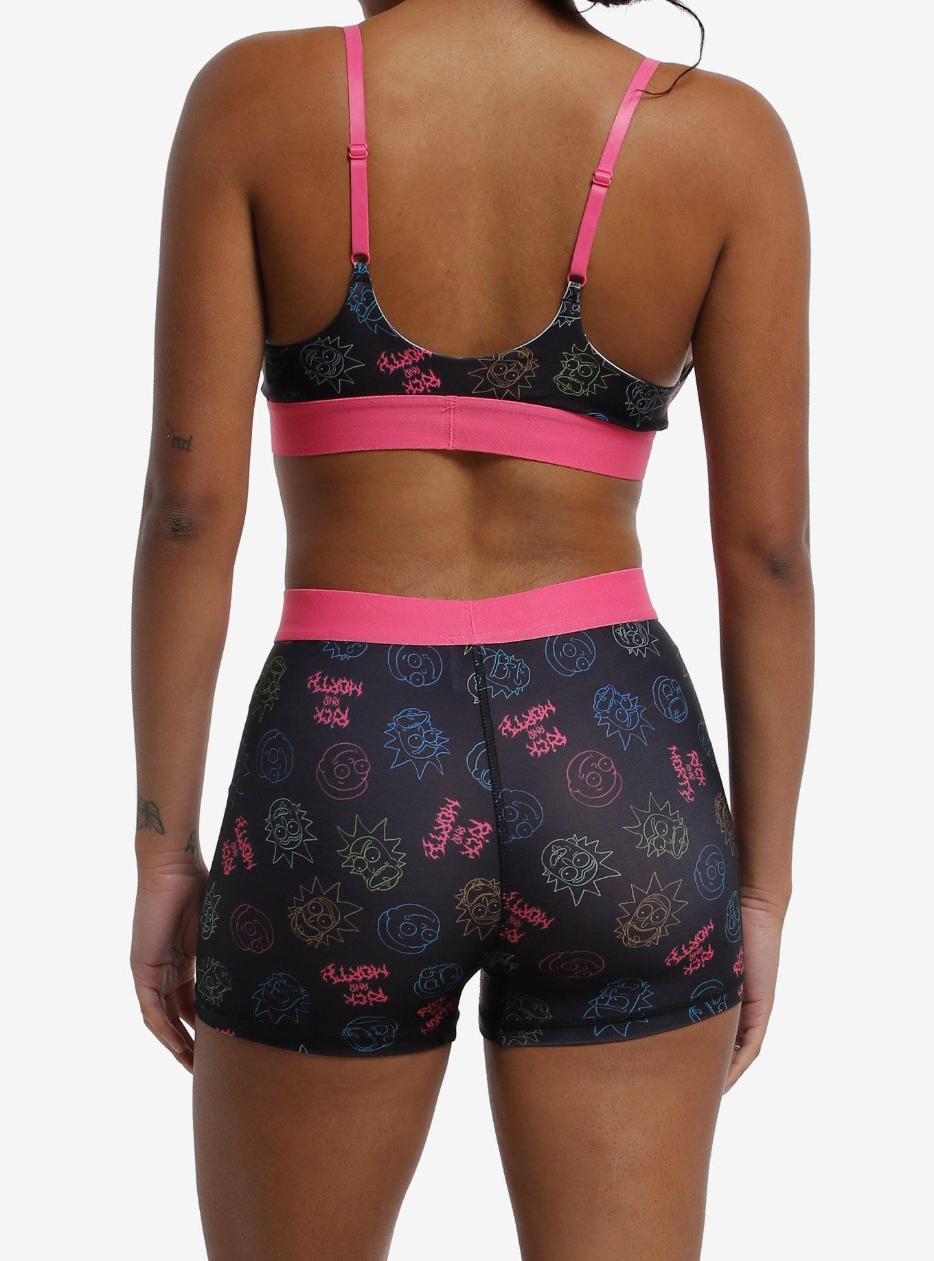 Rick And Morty Neon Faces Bra & Boyshort Panty Set, MULTI, alternate