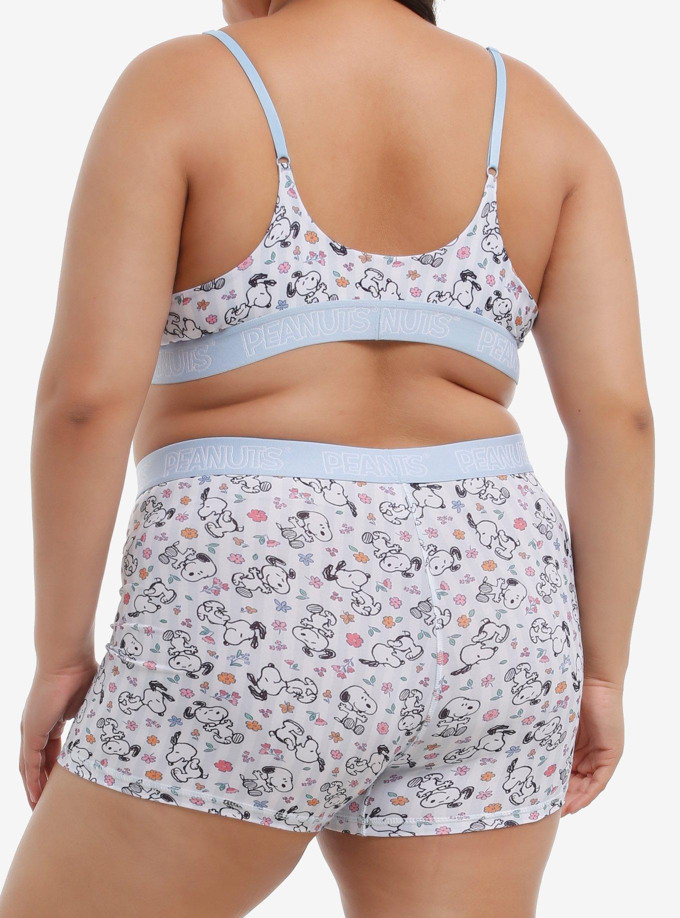 Peanuts Snoopy Floral Bra & Boyshort Panty Set Plus Size, MULTI, alternate