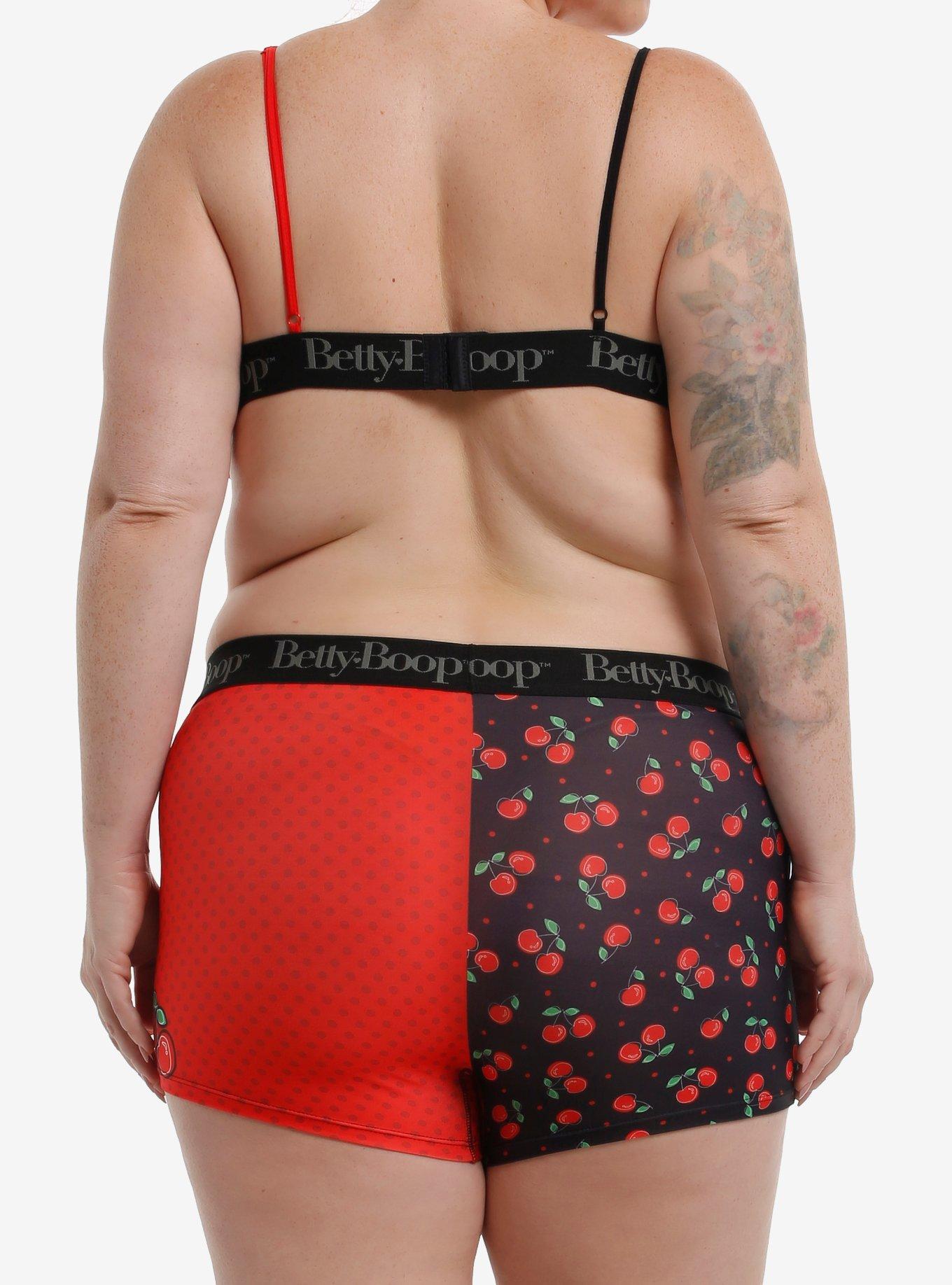 Betty Boop Cherry Bra & Boyshort Panty Set Plus Size, , hi-res