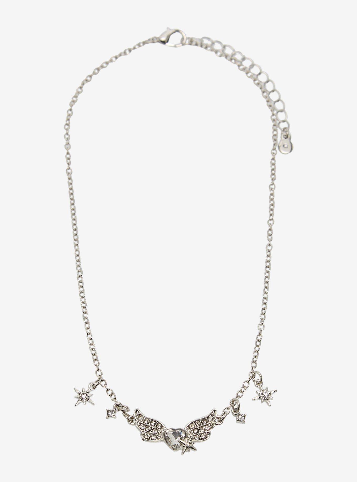 Cosmic Aura Winged Heart Rhinestone Choker, , hi-res