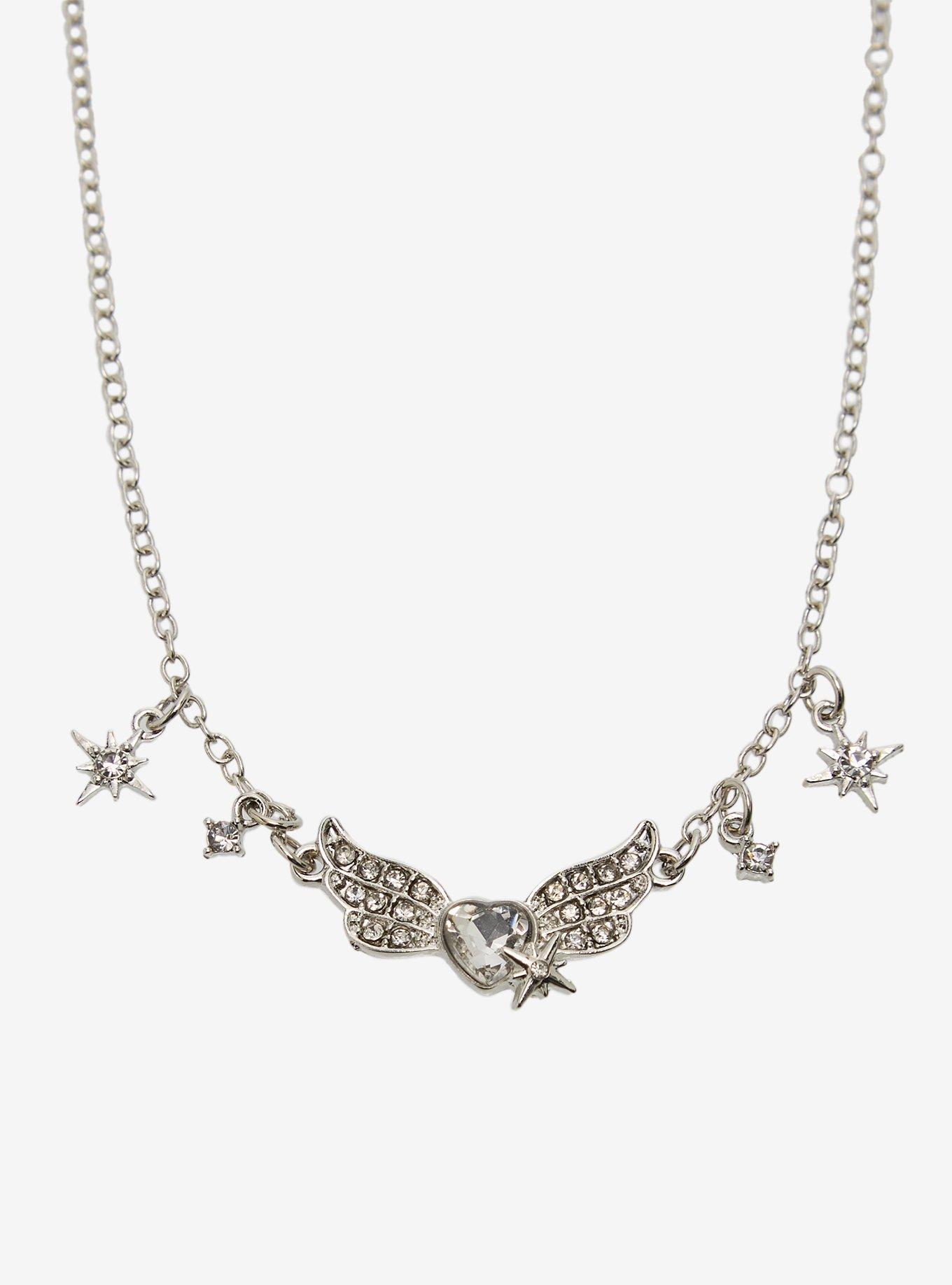 Cosmic Aura Winged Heart Rhinestone Choker, , alternate