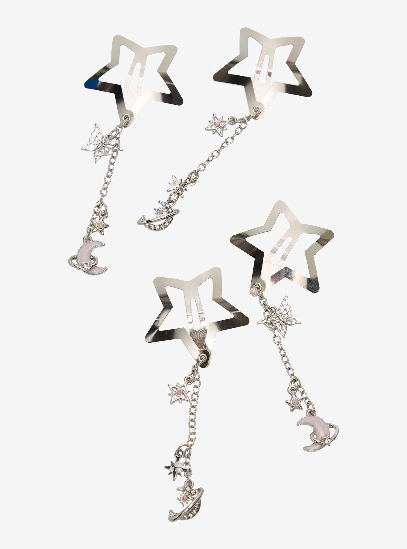 Cosmic Aura Star Dangle Charm Hair Clip Set, , hi-res