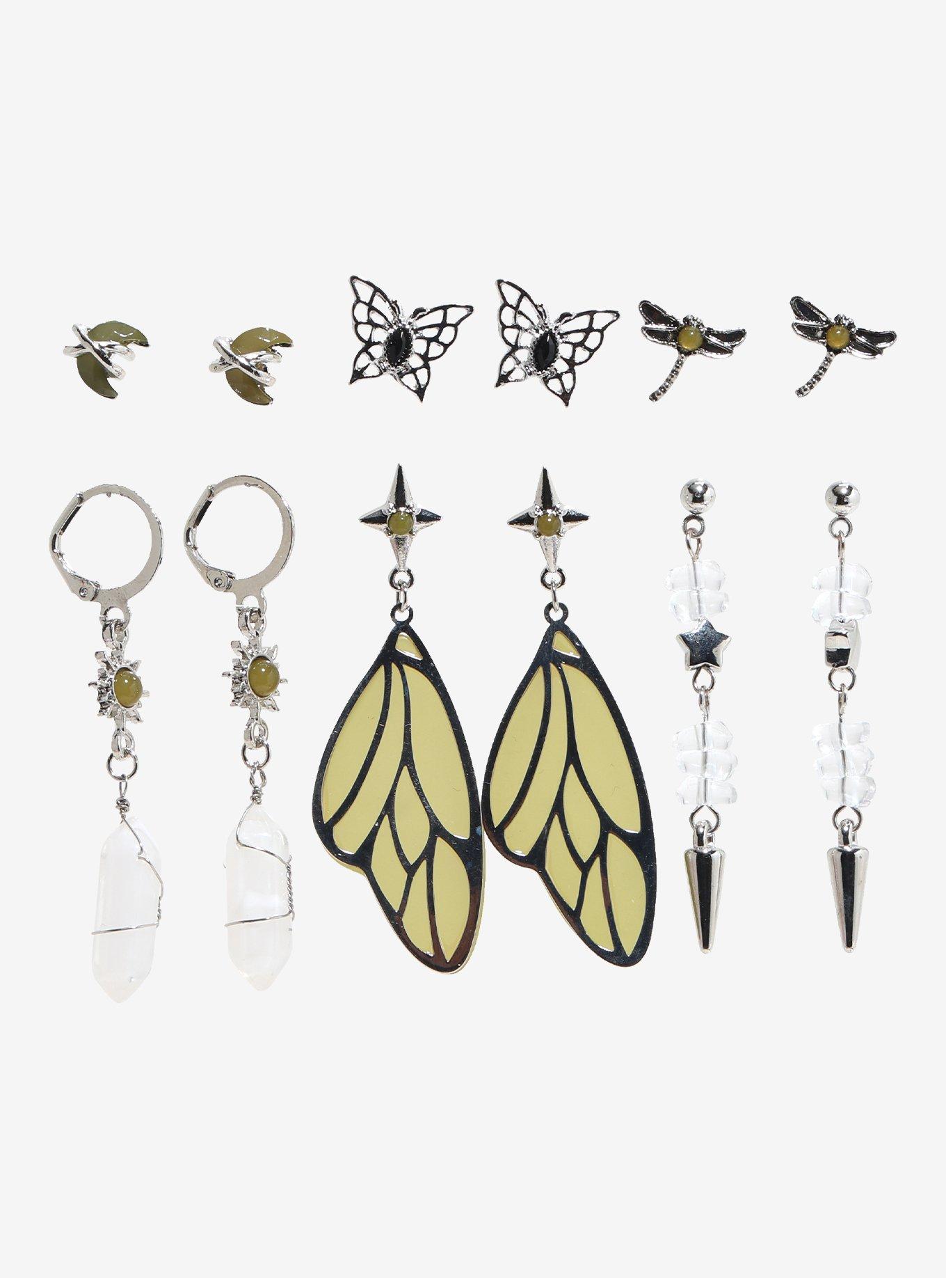 Thorn & Fable Green Butterfly Earring Set, , hi-res