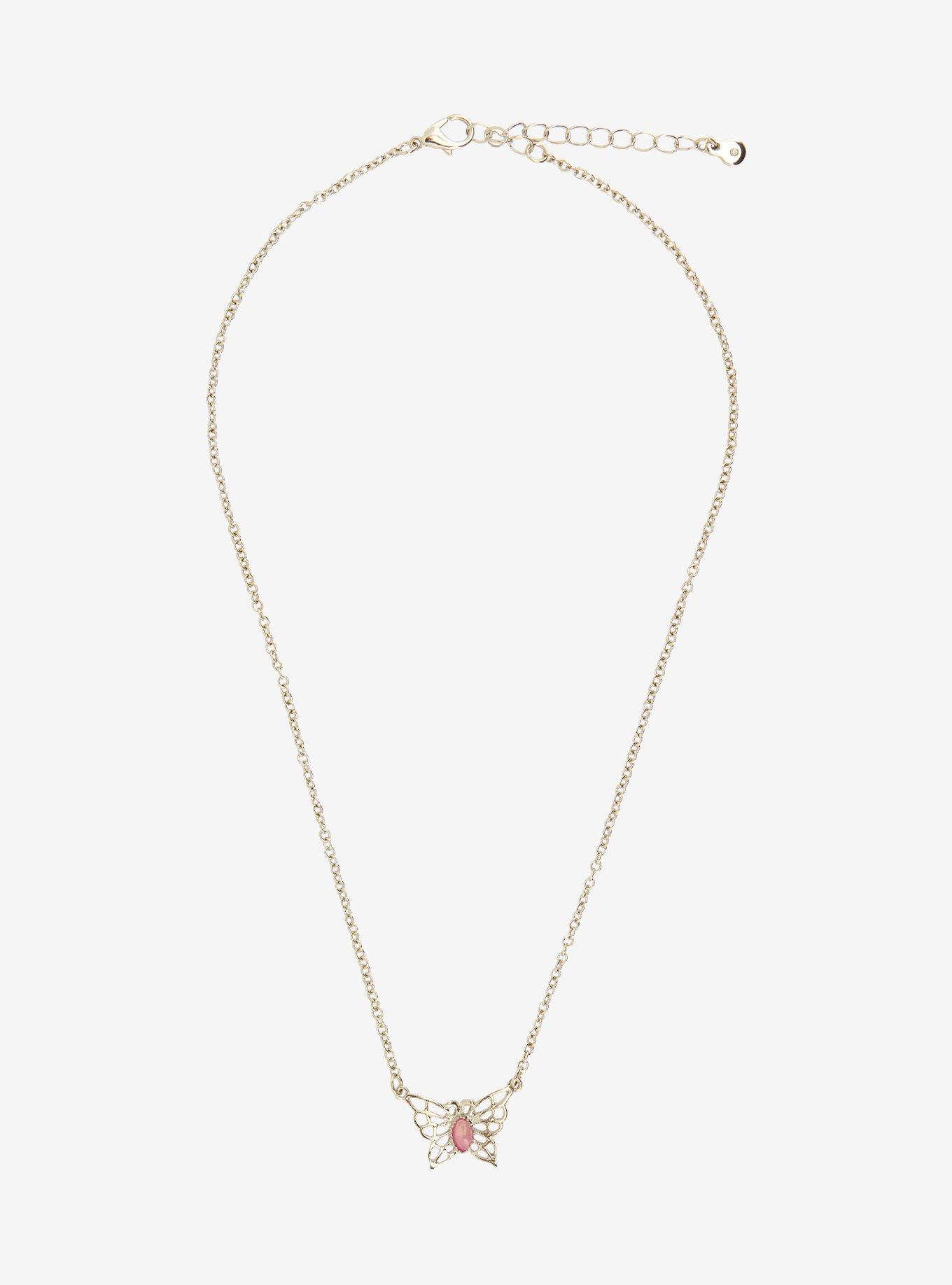Thorn & Fable Butterfly Rose Quartz Necklace, , hi-res