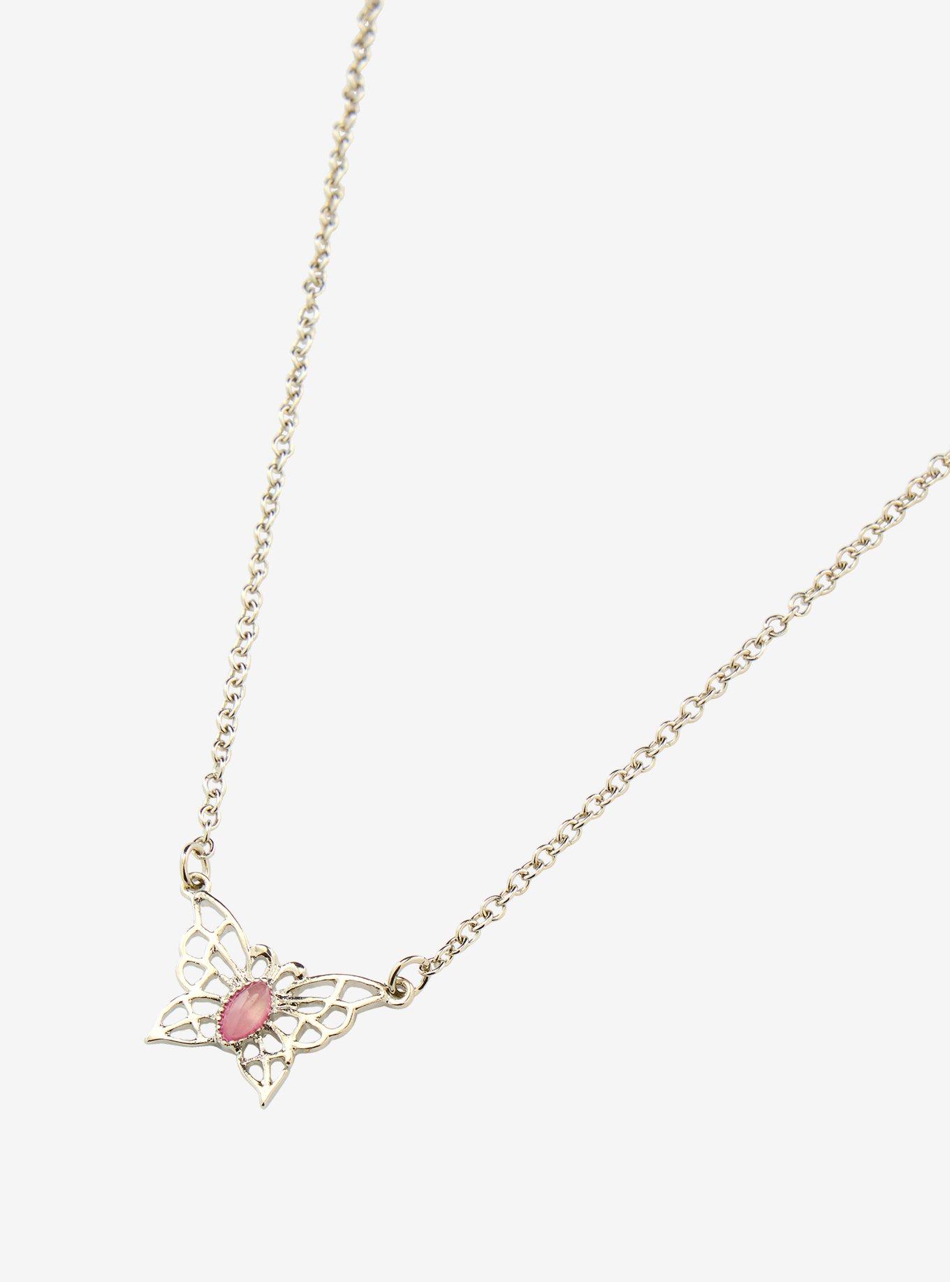 Thorn & Fable Butterfly Rose Quartz Necklace, , alternate