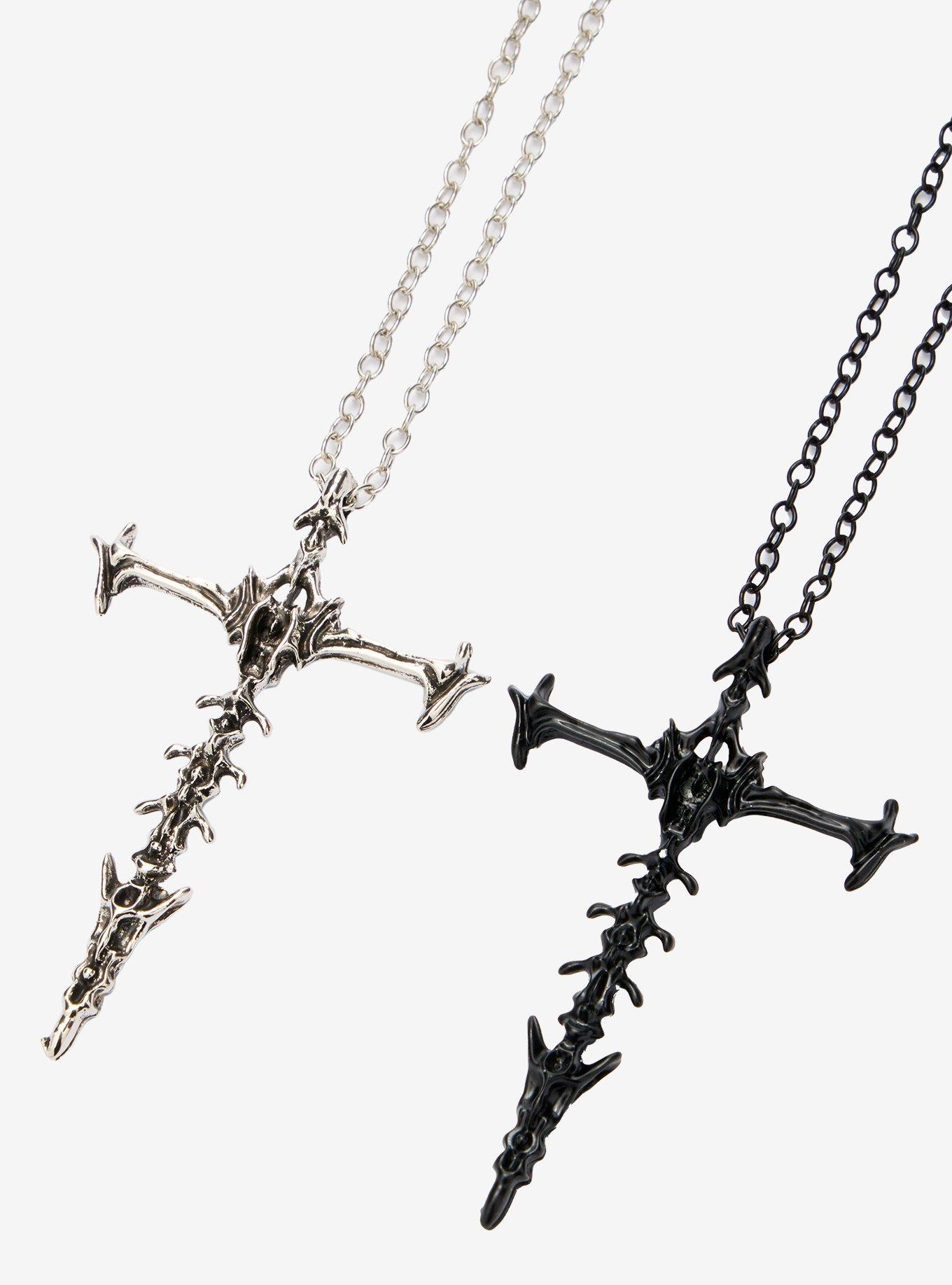 Skeletal Cross Best Friend Necklace Set, , alternate