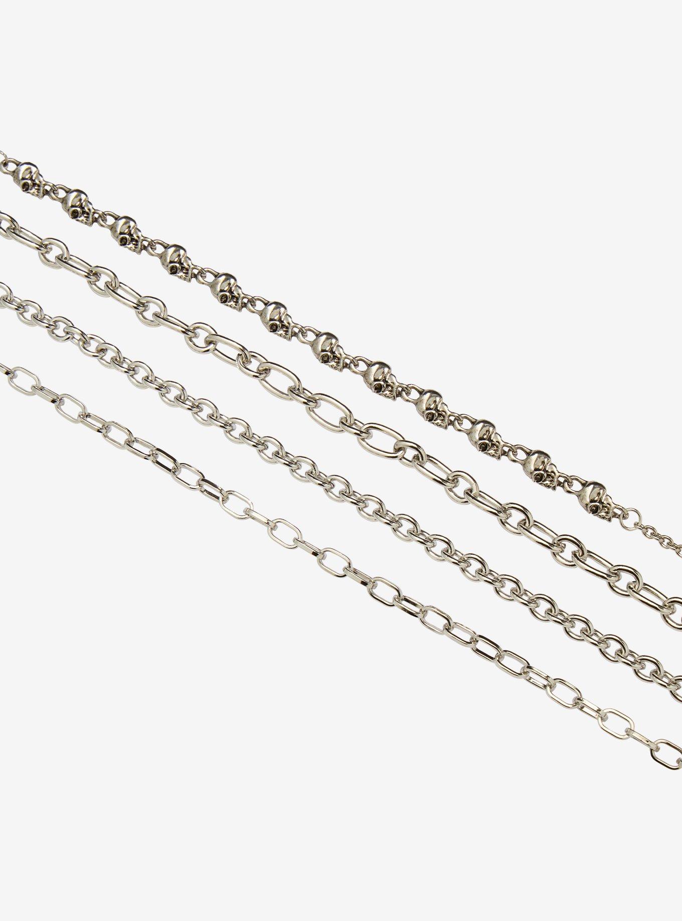 Skull Chain Layered Necklace Set, , hi-res