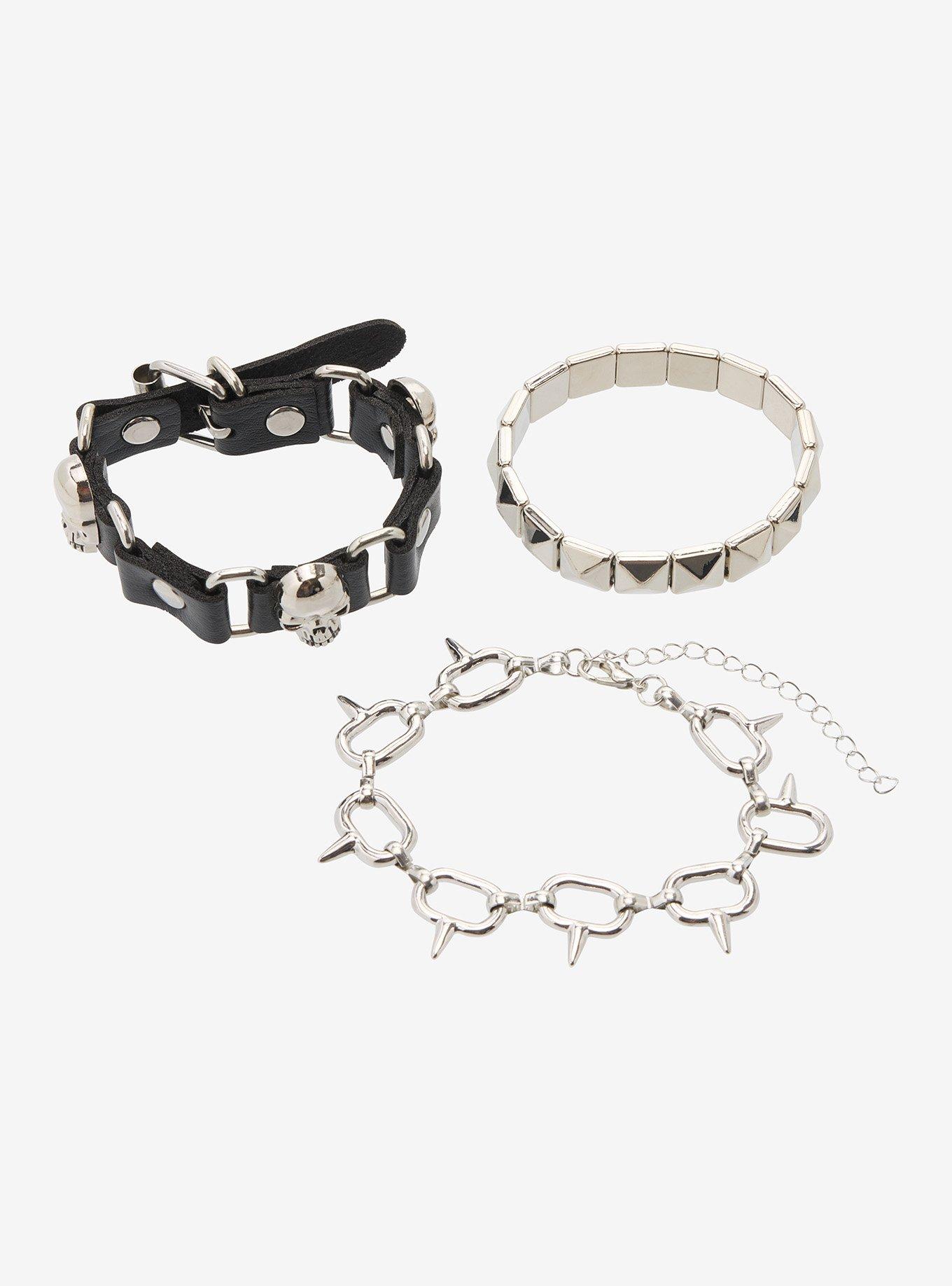 Skull & Stud Bracelet Set, , hi-res