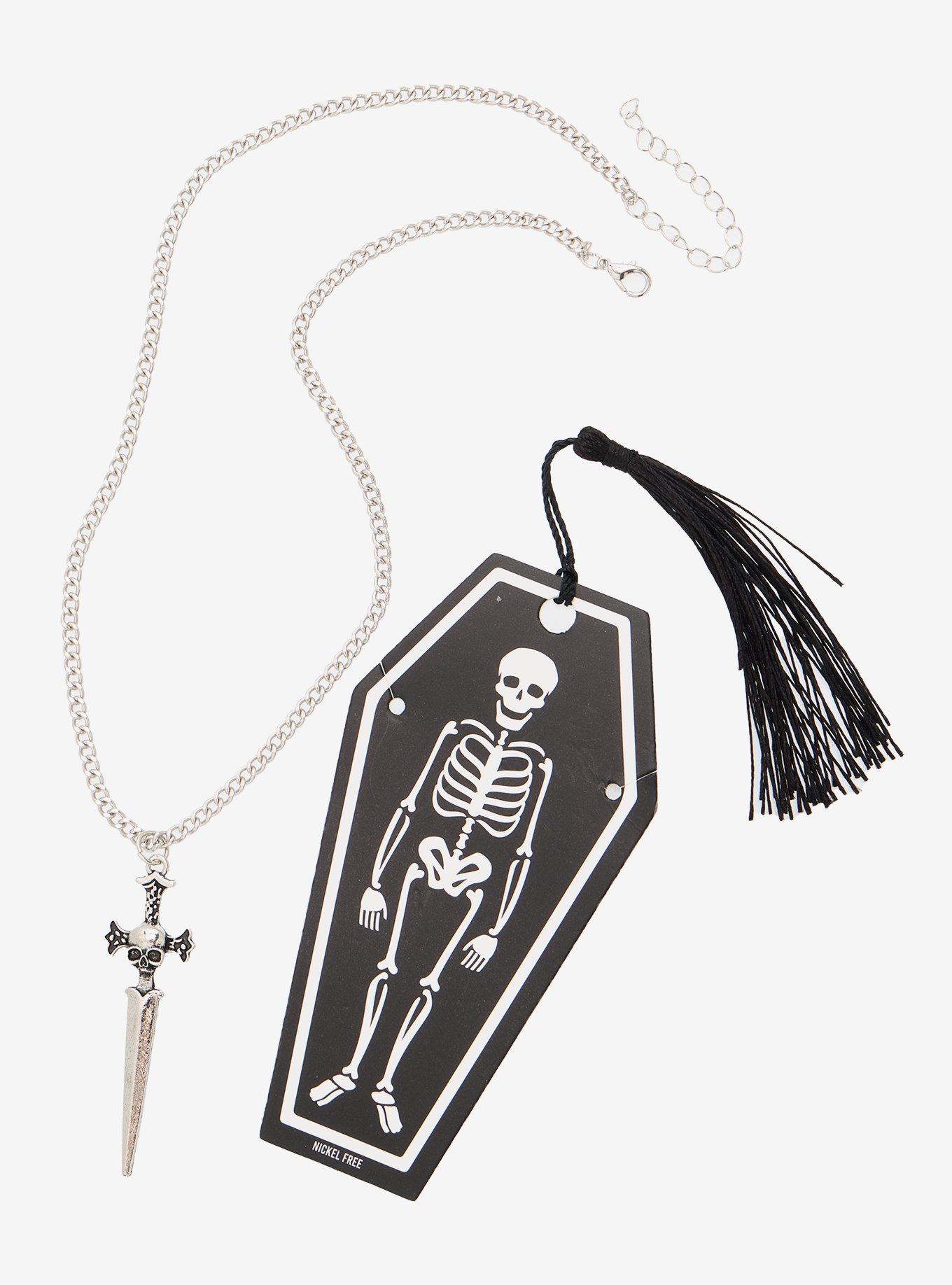 Skeleton Dagger Bookmark & Necklace Set, , hi-res