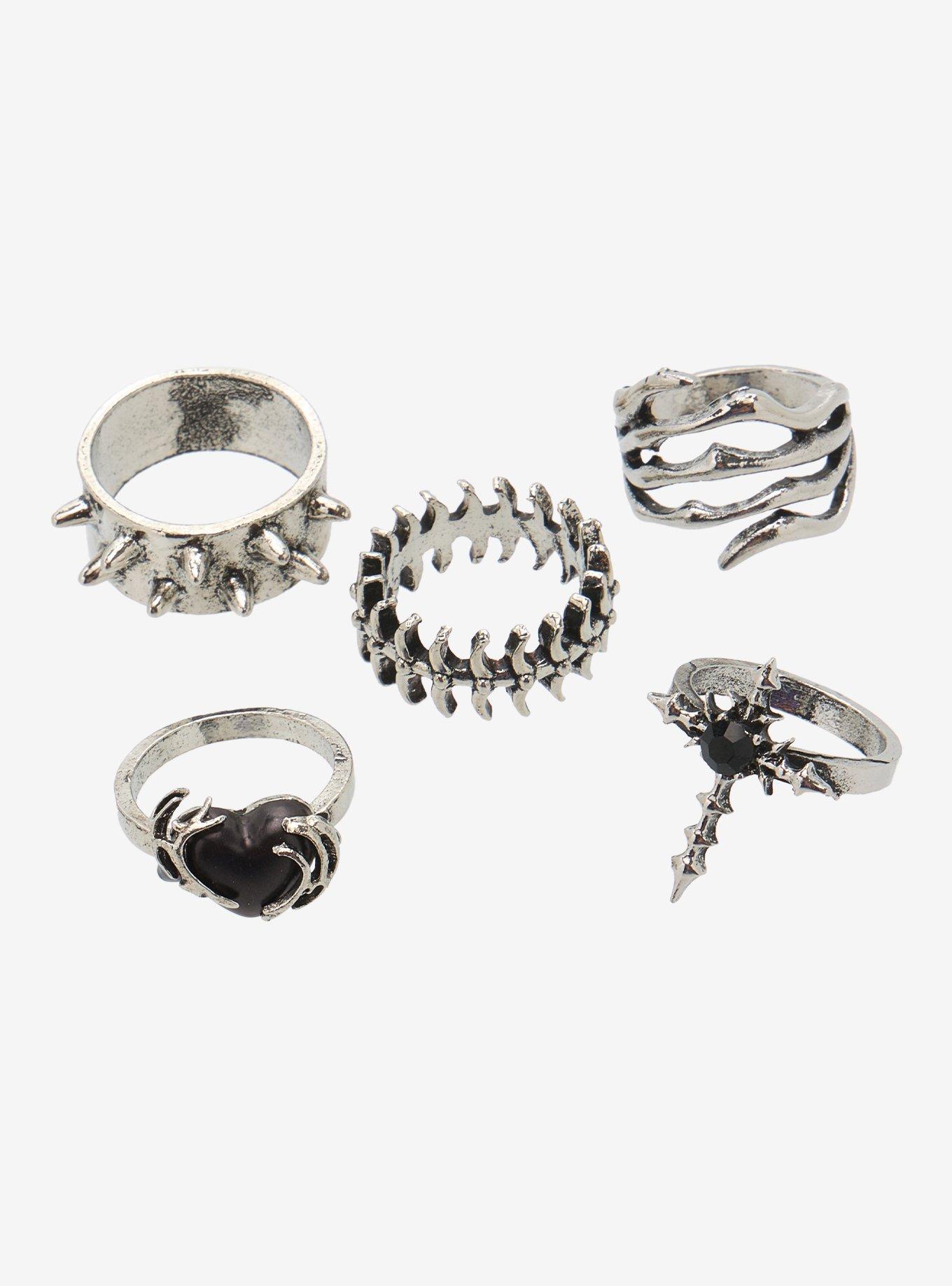 Social Collision Cyber Spike Cross Ring Set, , hi-res