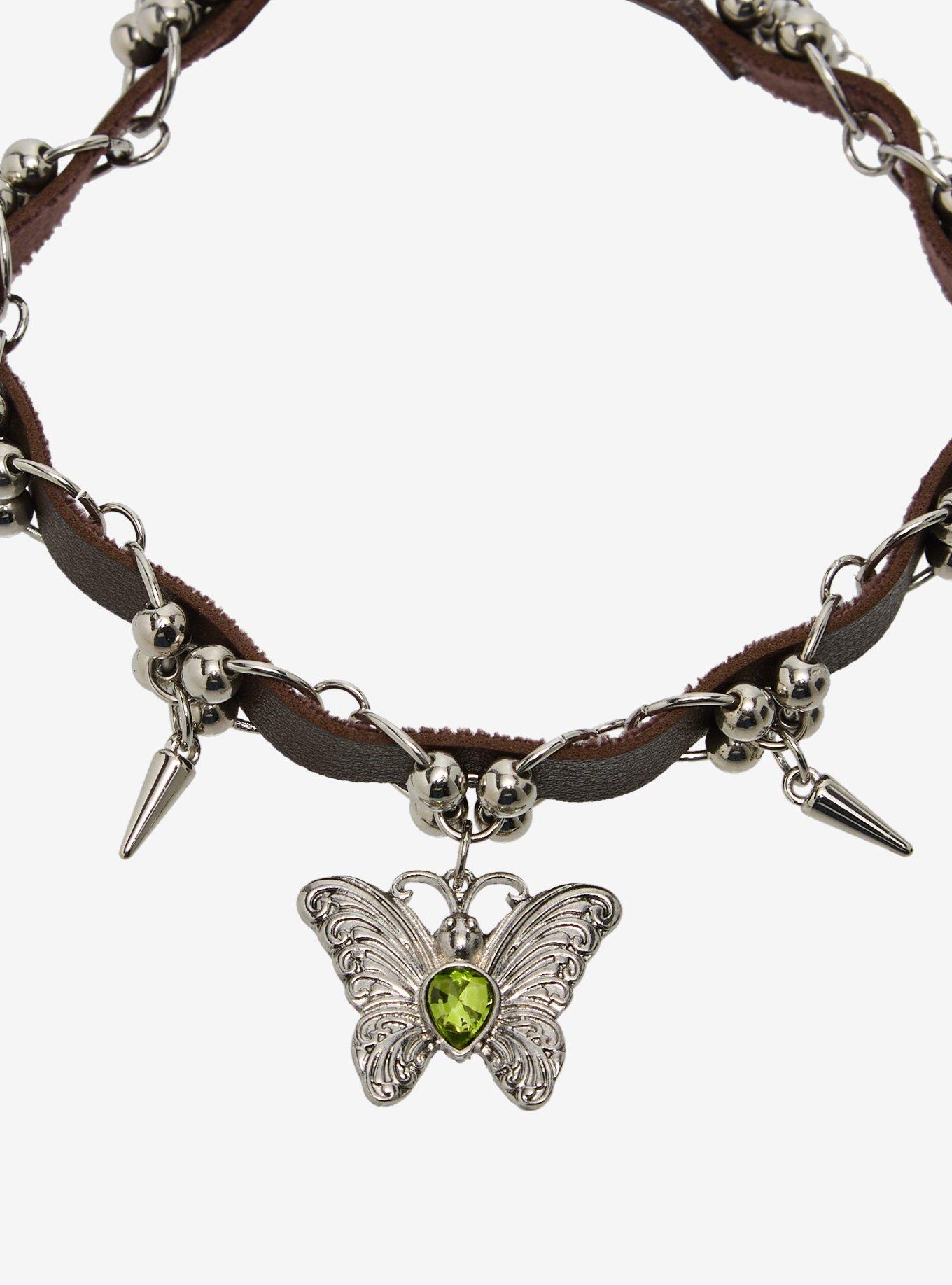 Thorn & Fable Twist Spike Butterfly Choker, , alternate