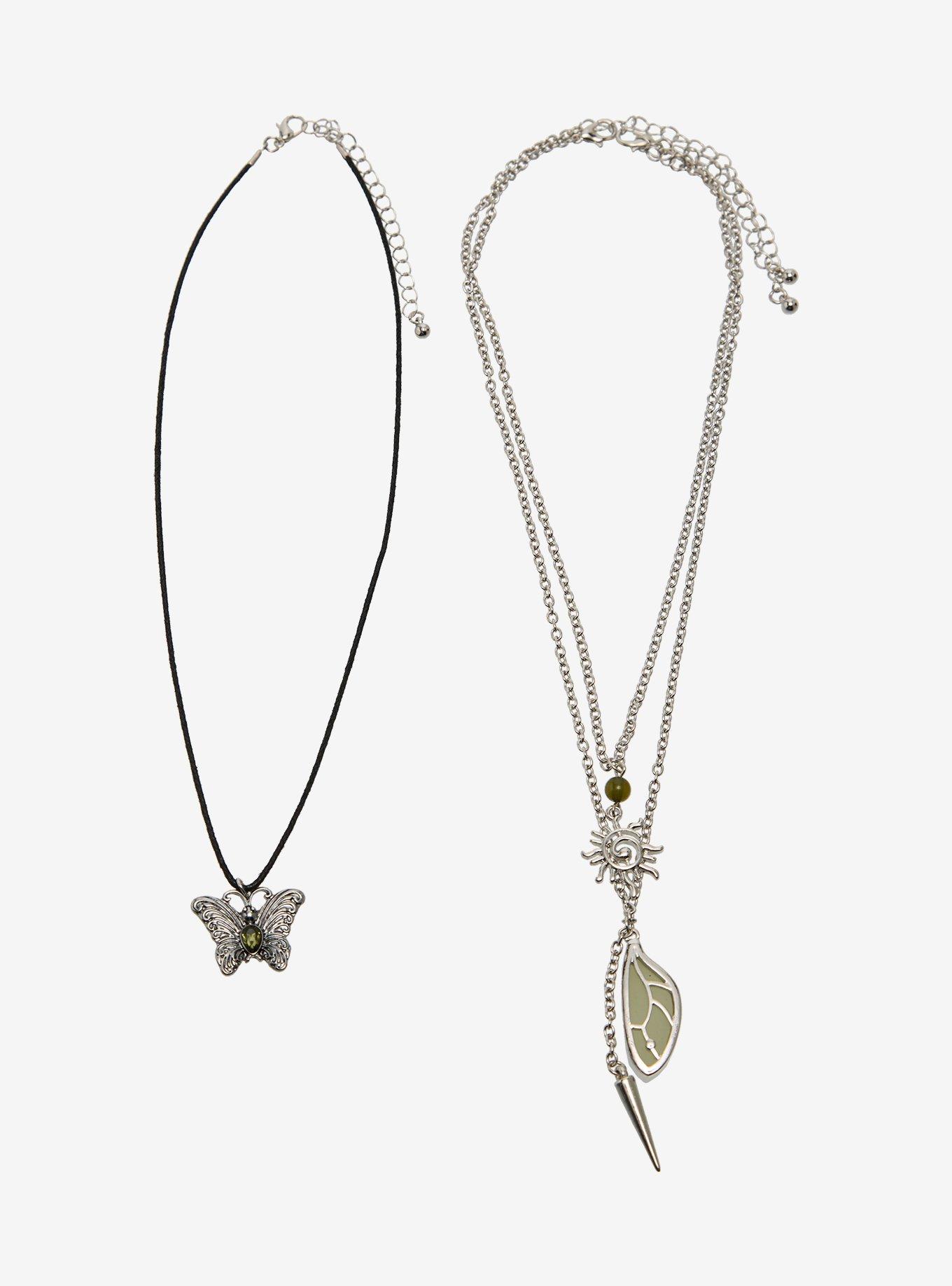 Thorn & Fable Green Butterfly Sun Cord Necklace Set, , hi-res