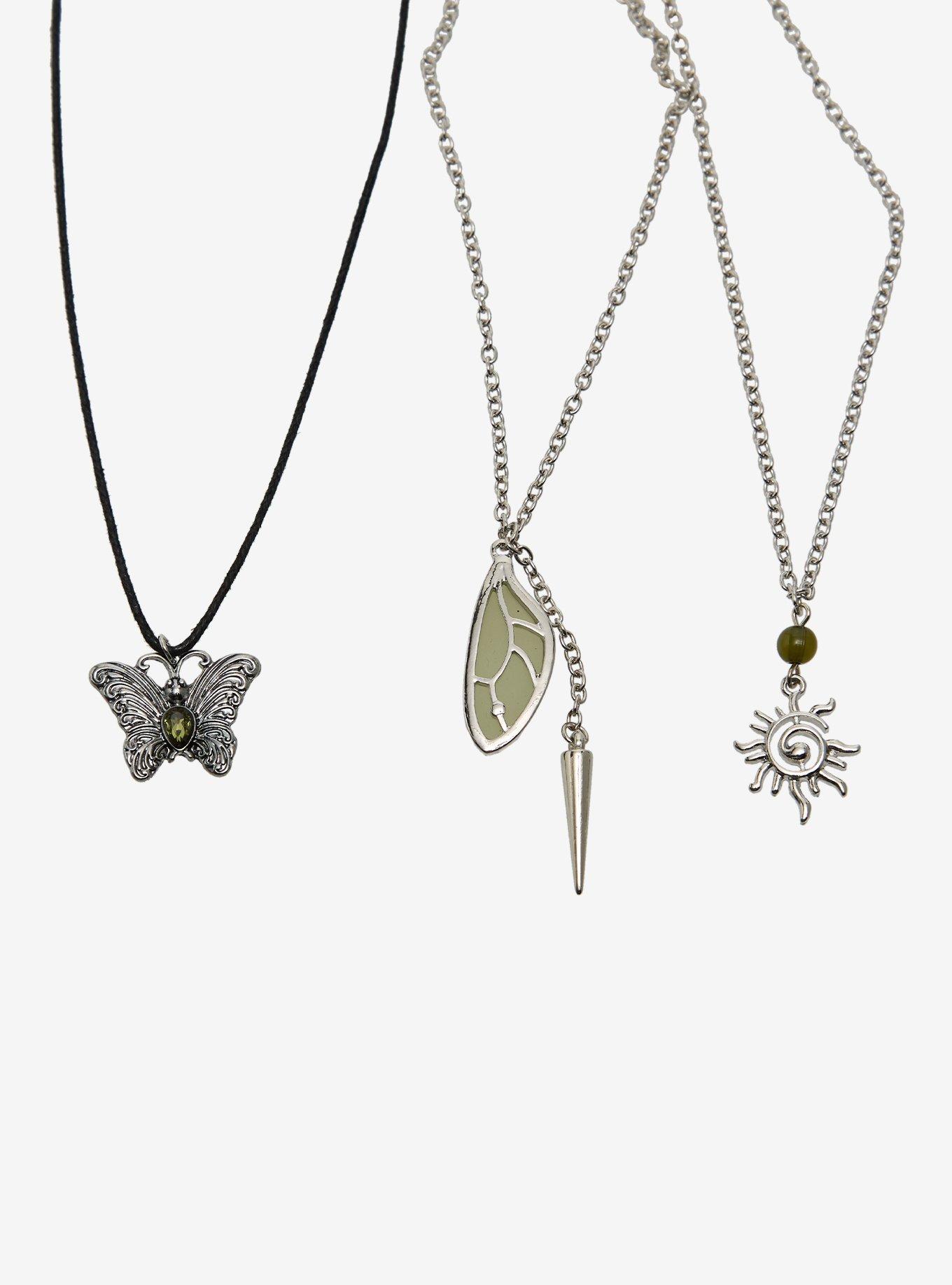 Thorn & Fable Green Butterfly Sun Cord Necklace Set, , alternate