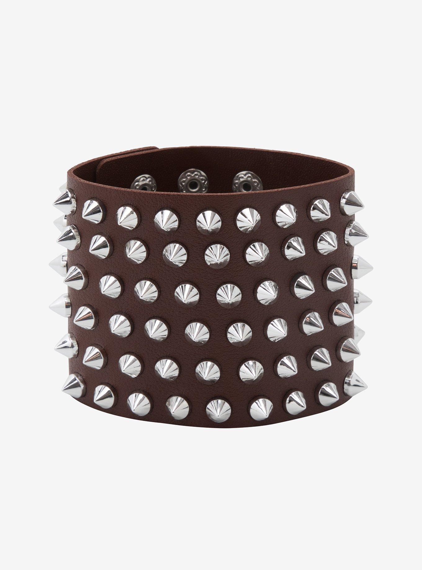 Thorn & Fable Brown & Silver Spike Cuff Bracelet, , hi-res