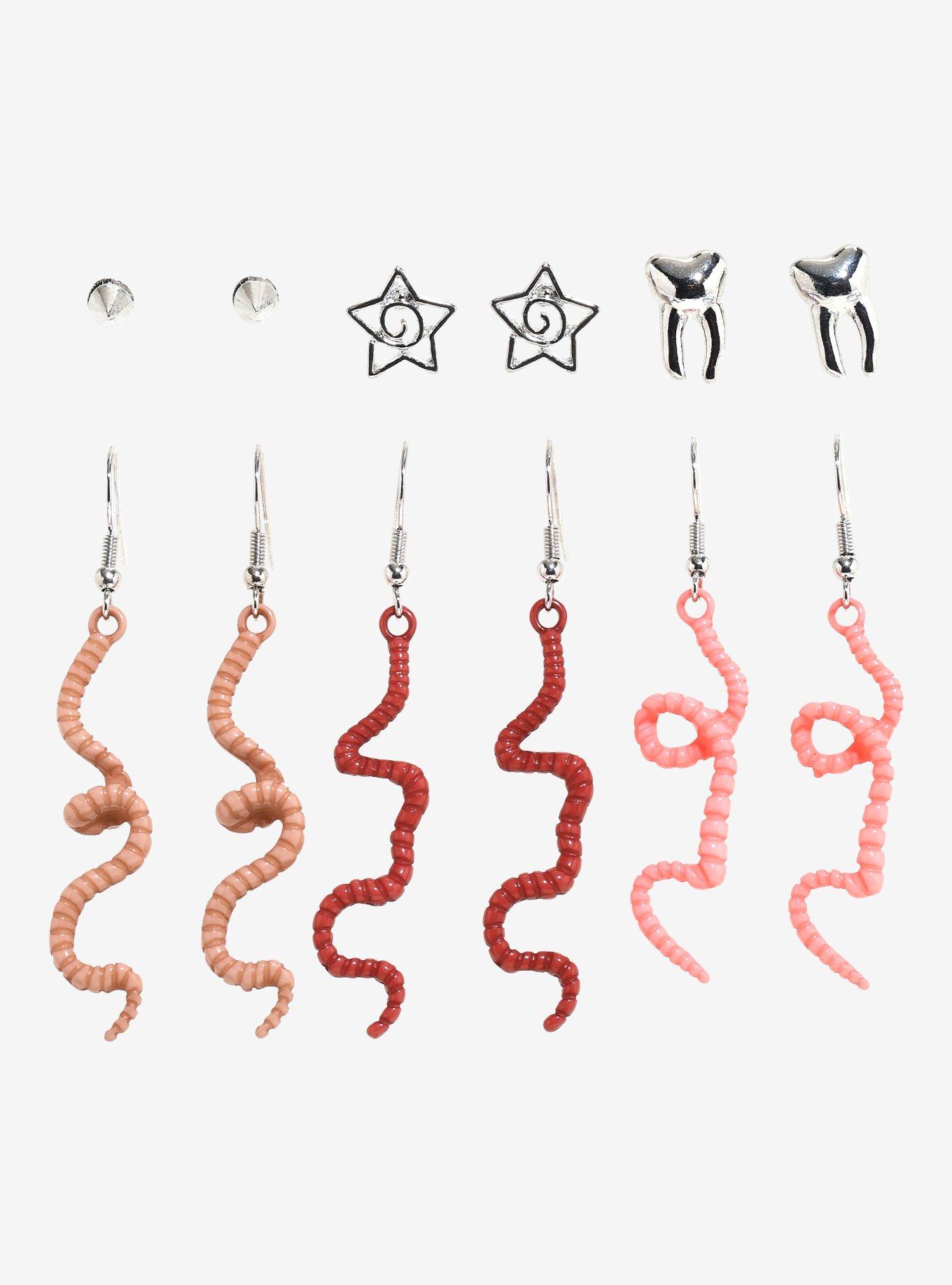 Earthworm Tooth Star Earring Set, , hi-res