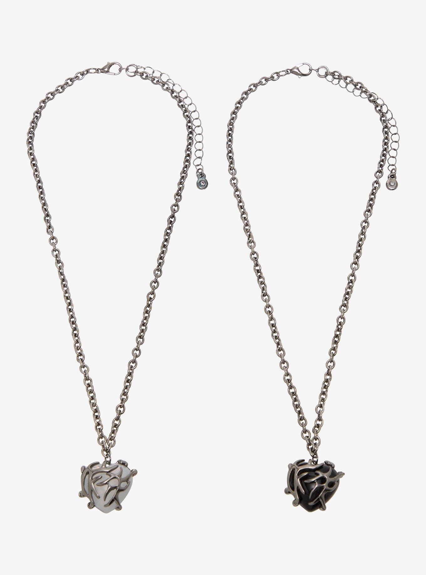 Social Collision Black & White Cyber Heart Best Friend Necklace Set, , hi-res