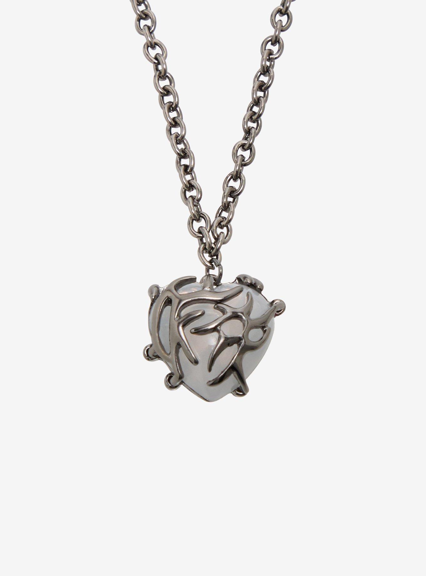 Social Collision Black & White Cyber Heart Best Friend Necklace Set, , alternate