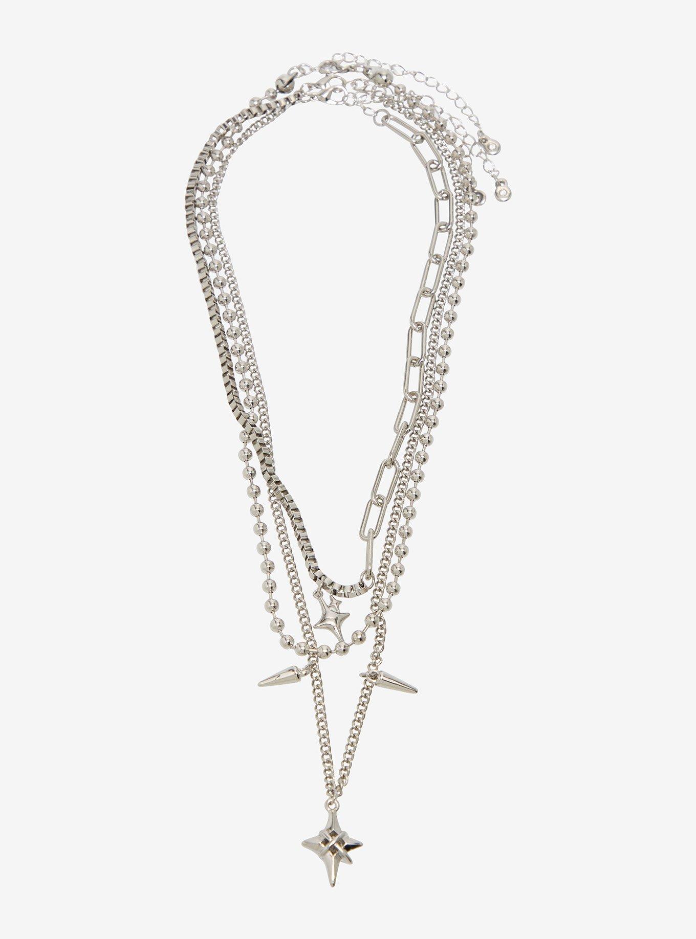Social Collision Pointed Star Spike Necklace Set, , hi-res
