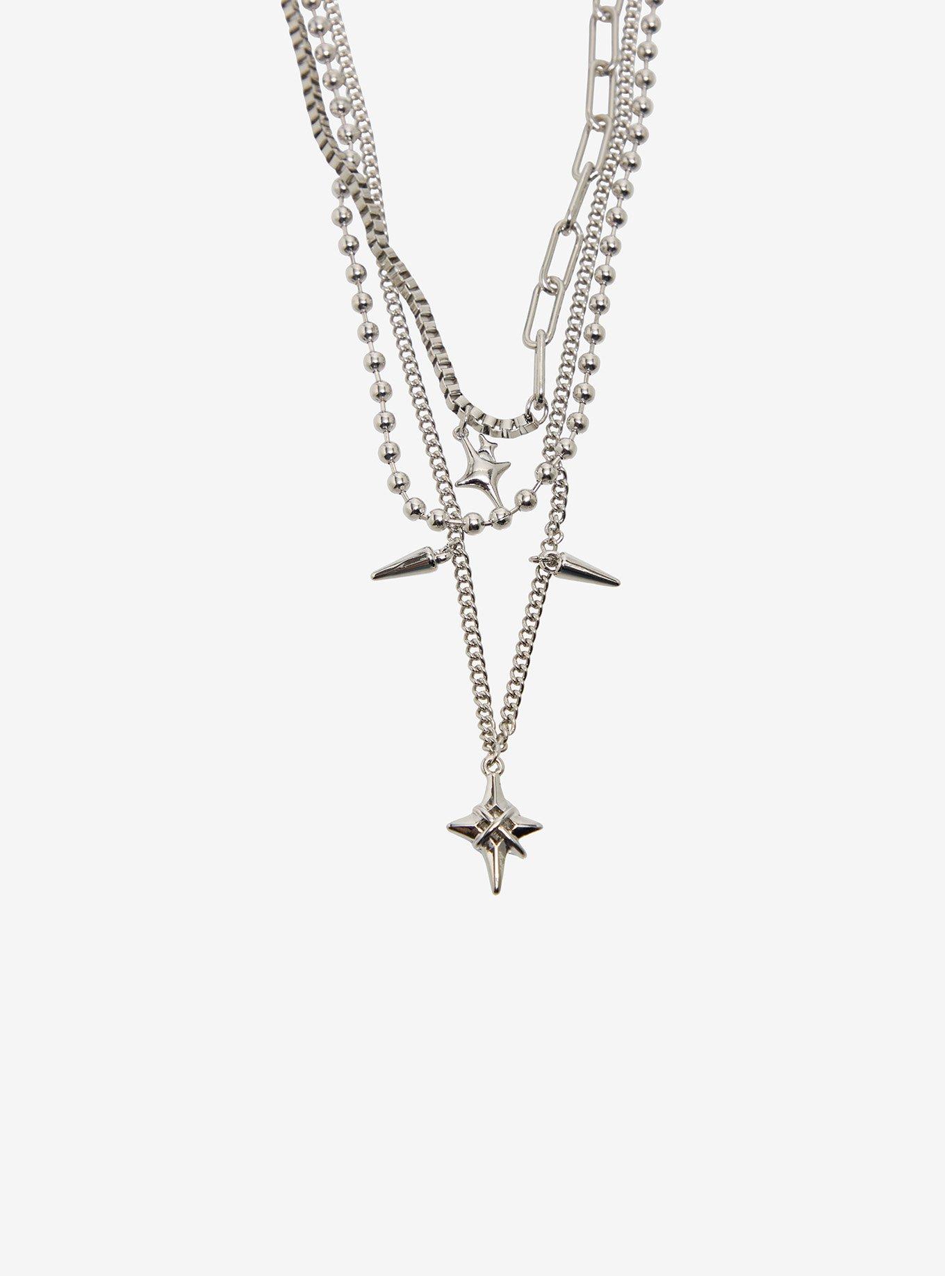 Social Collision Pointed Star Spike Necklace Set, , alternate