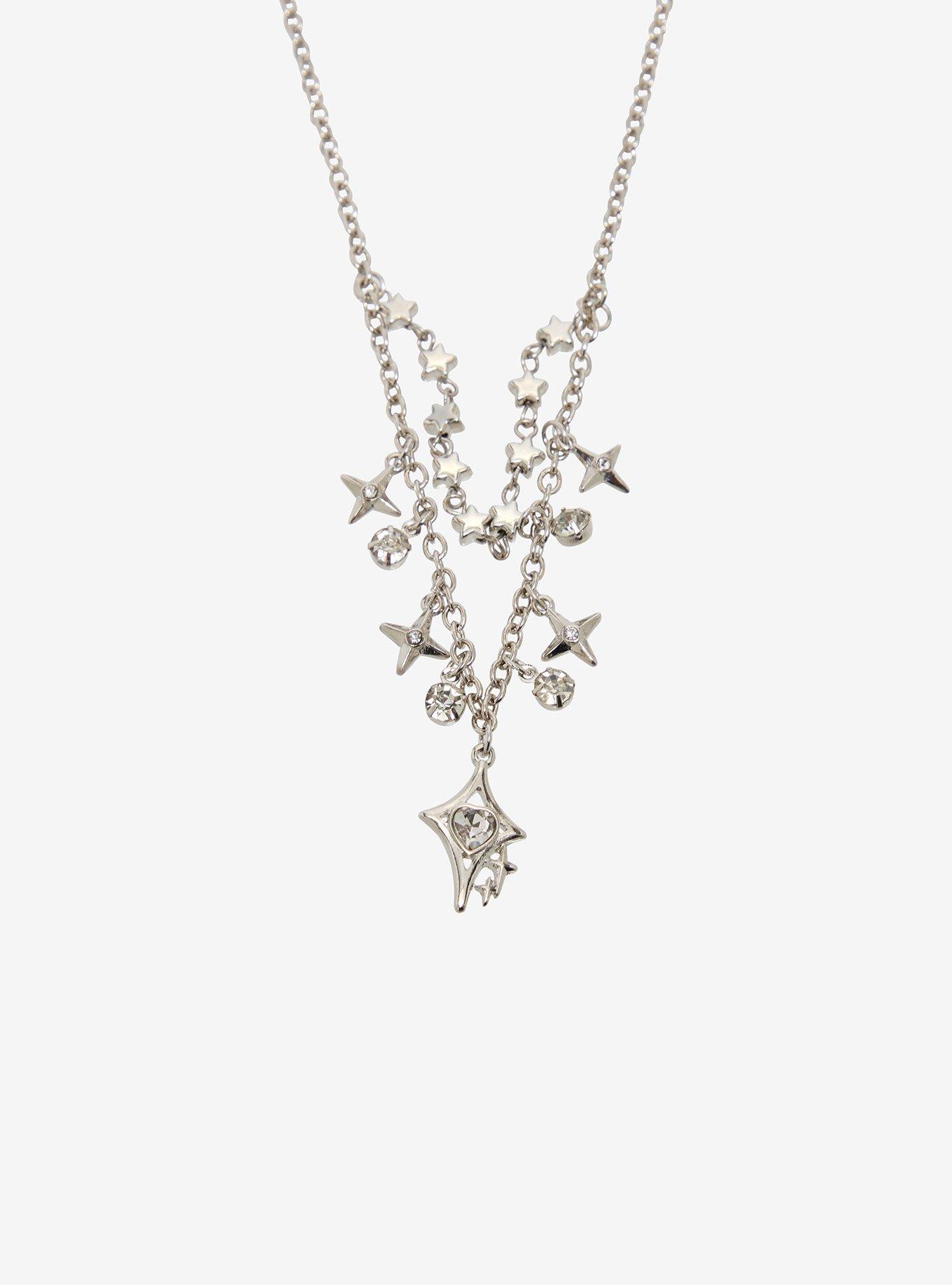 Cosmic Aura Star Point Rhinestone Layered Necklace, , alternate