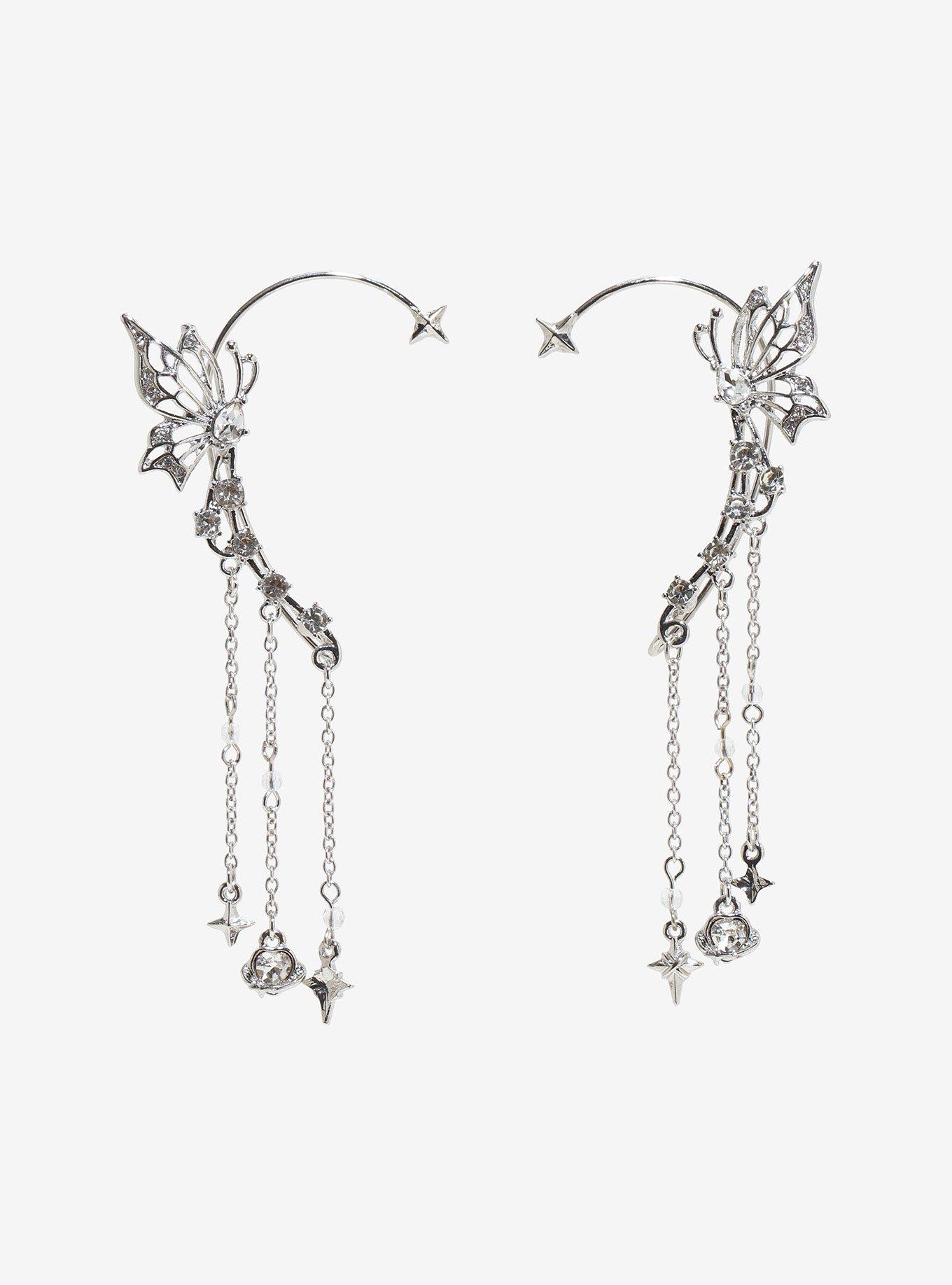 Sweet Society Butterfly Heart Charm Ear Cuff Set, , hi-res