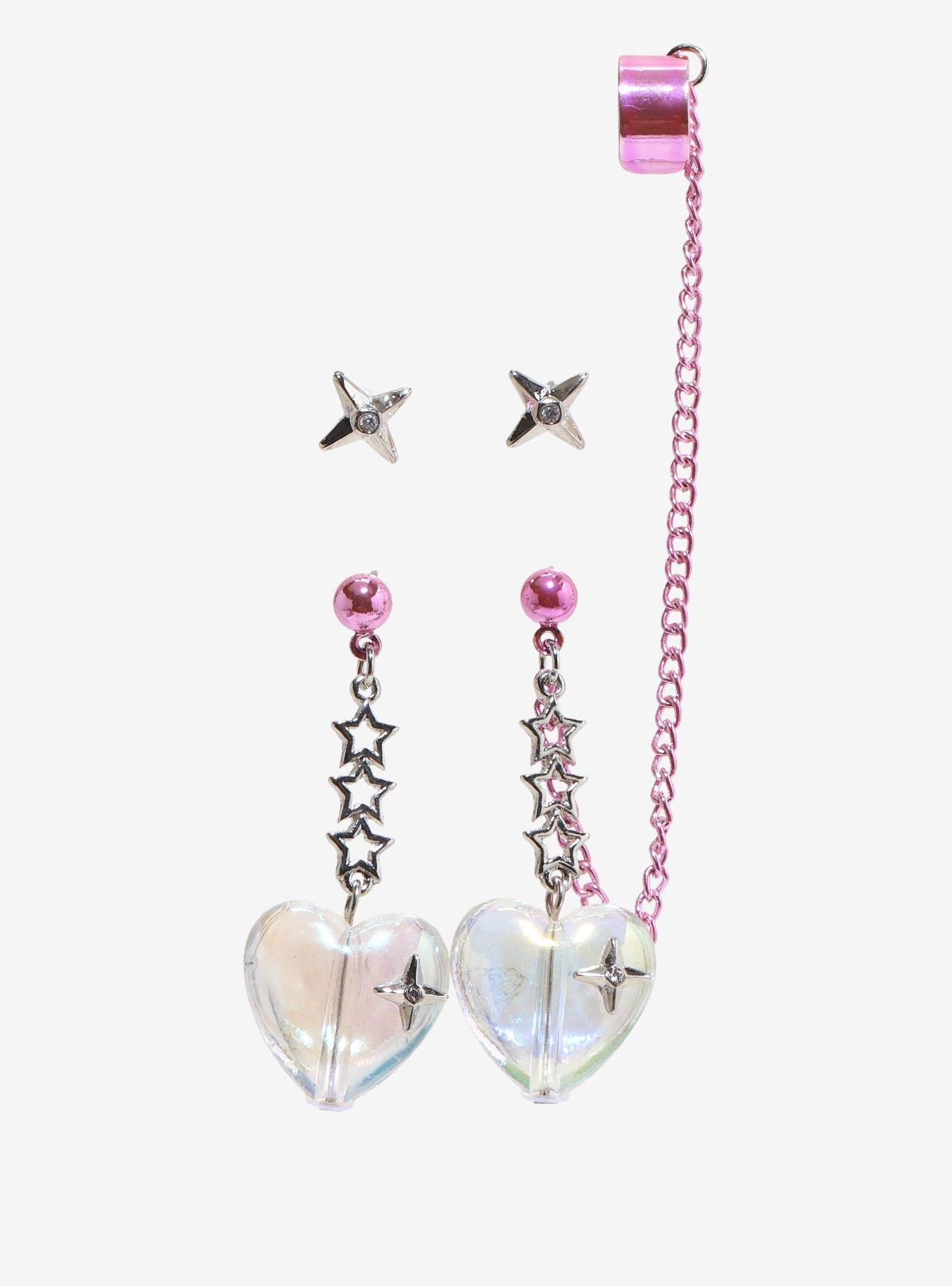 Cosmic Aura Bubble Heart Star Earring Set, , hi-res