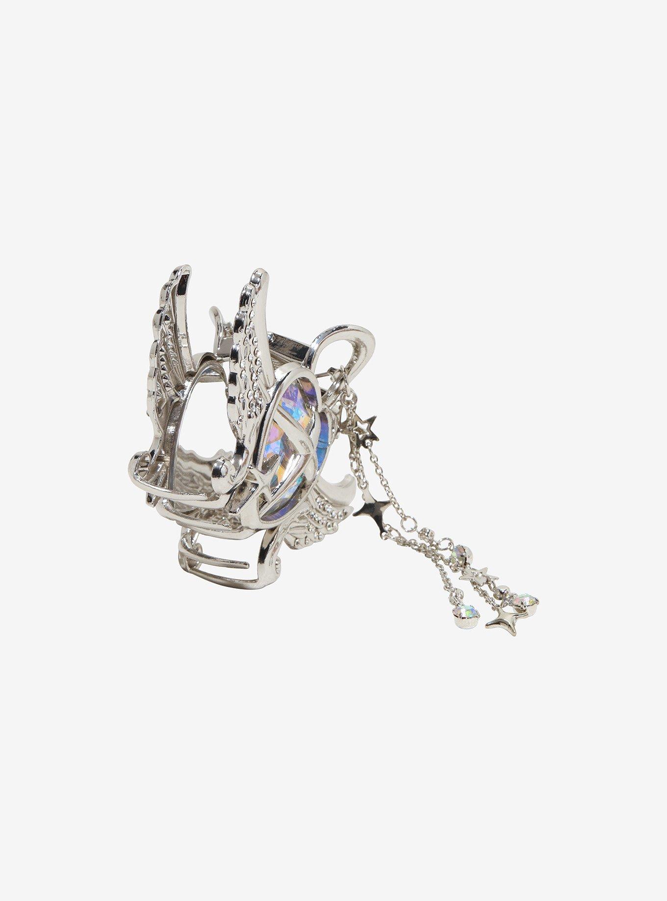 Cosmic Aura Winged Heart Charm Claw Hair Clip, , alternate