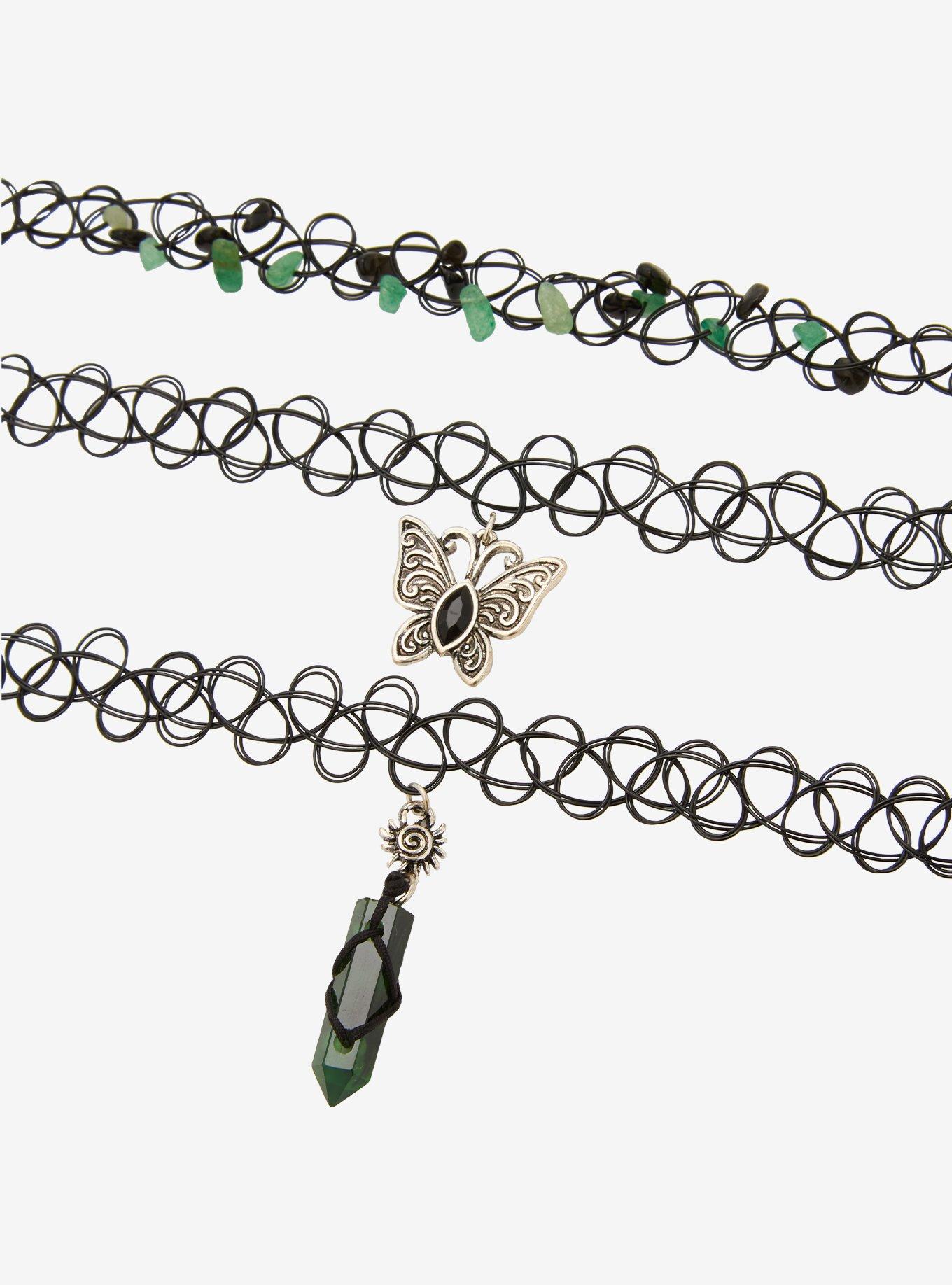Thorn & Fable Butterfly & Crystal Tattoo Choker Set, , alternate