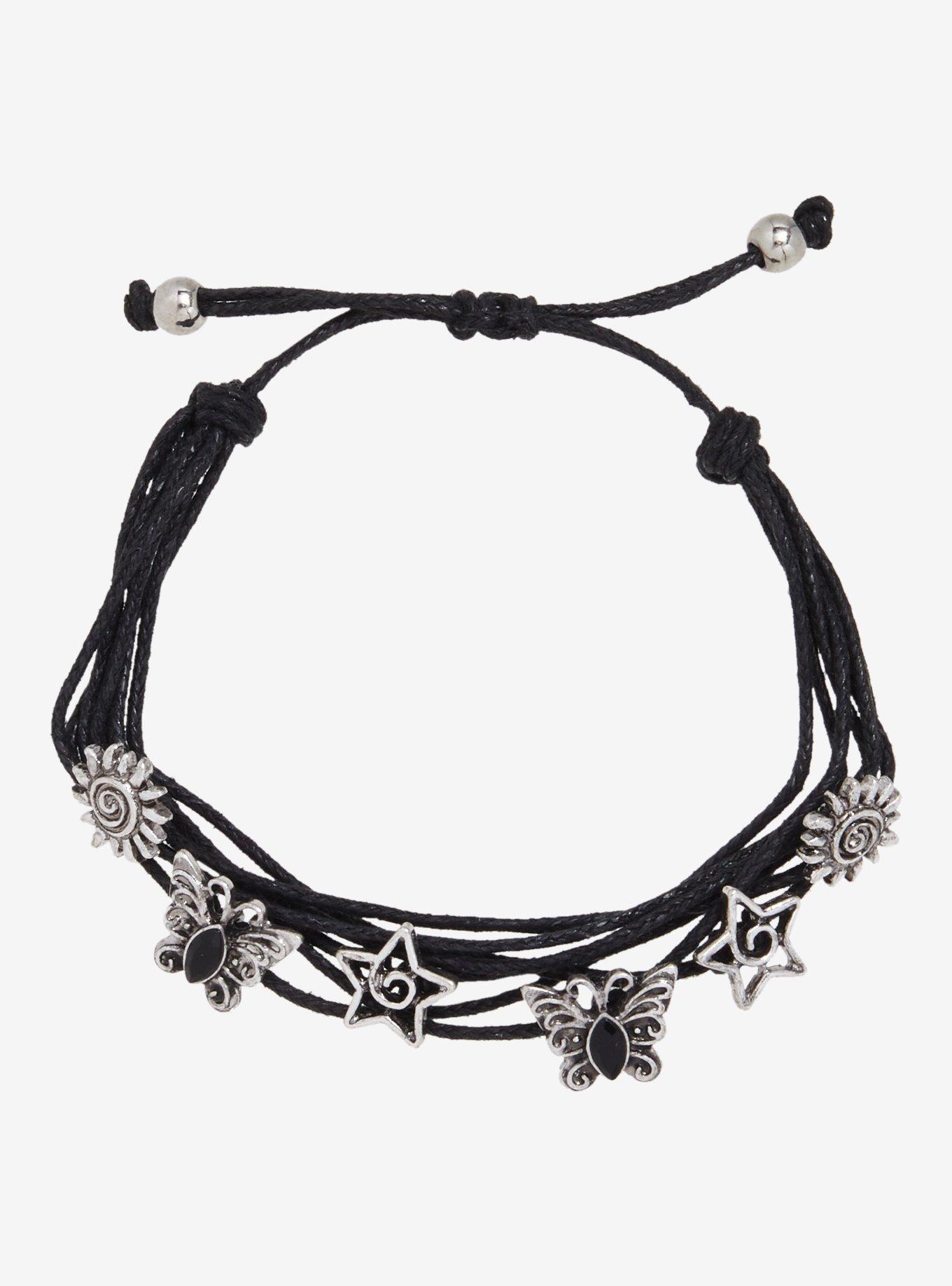 Thorn & Fable Butterfly Celestial Charms Grunge Cord Bracelet, , hi-res