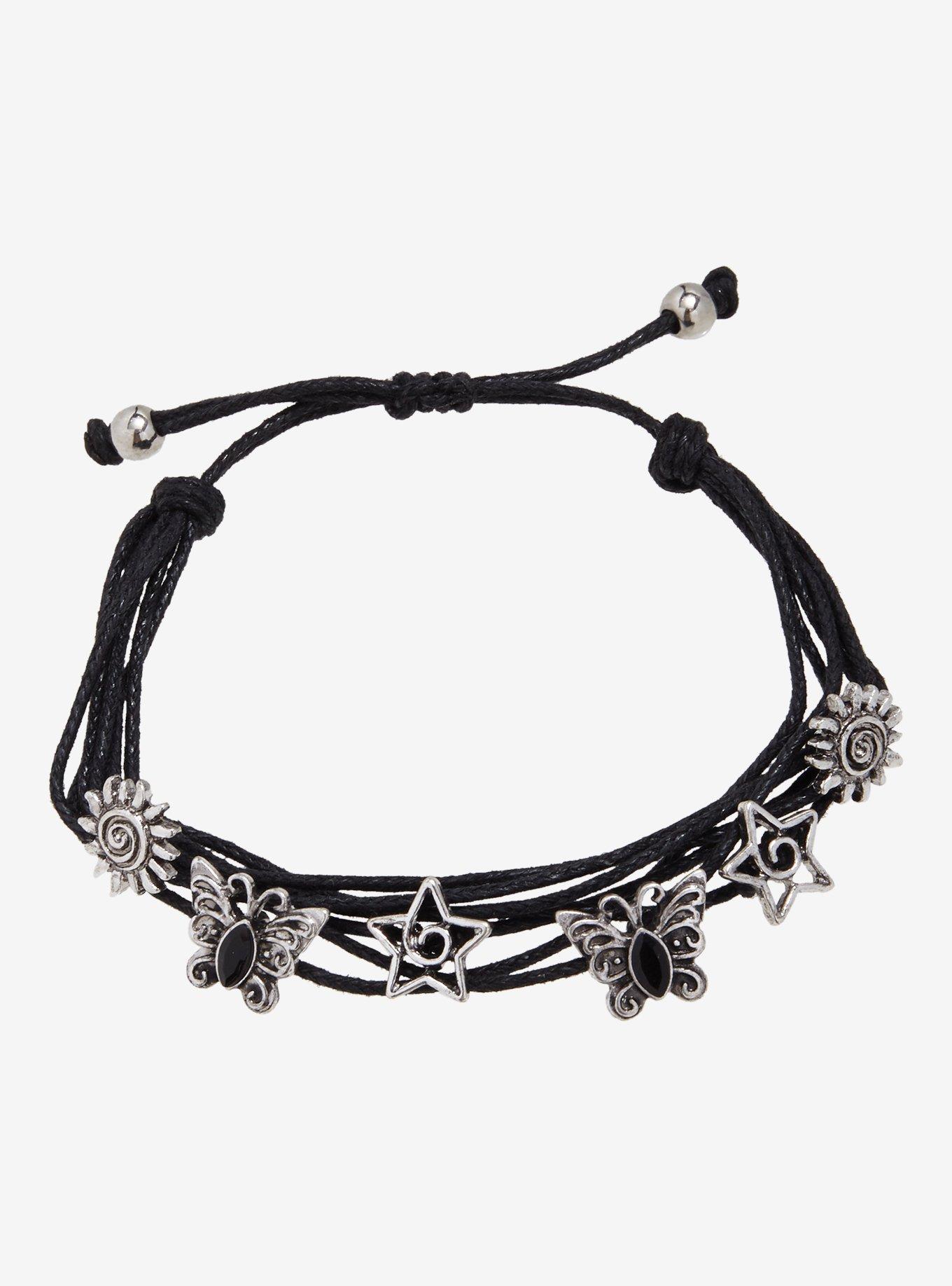 Thorn & Fable Butterfly Celestial Charms Grunge Cord Bracelet, , alternate
