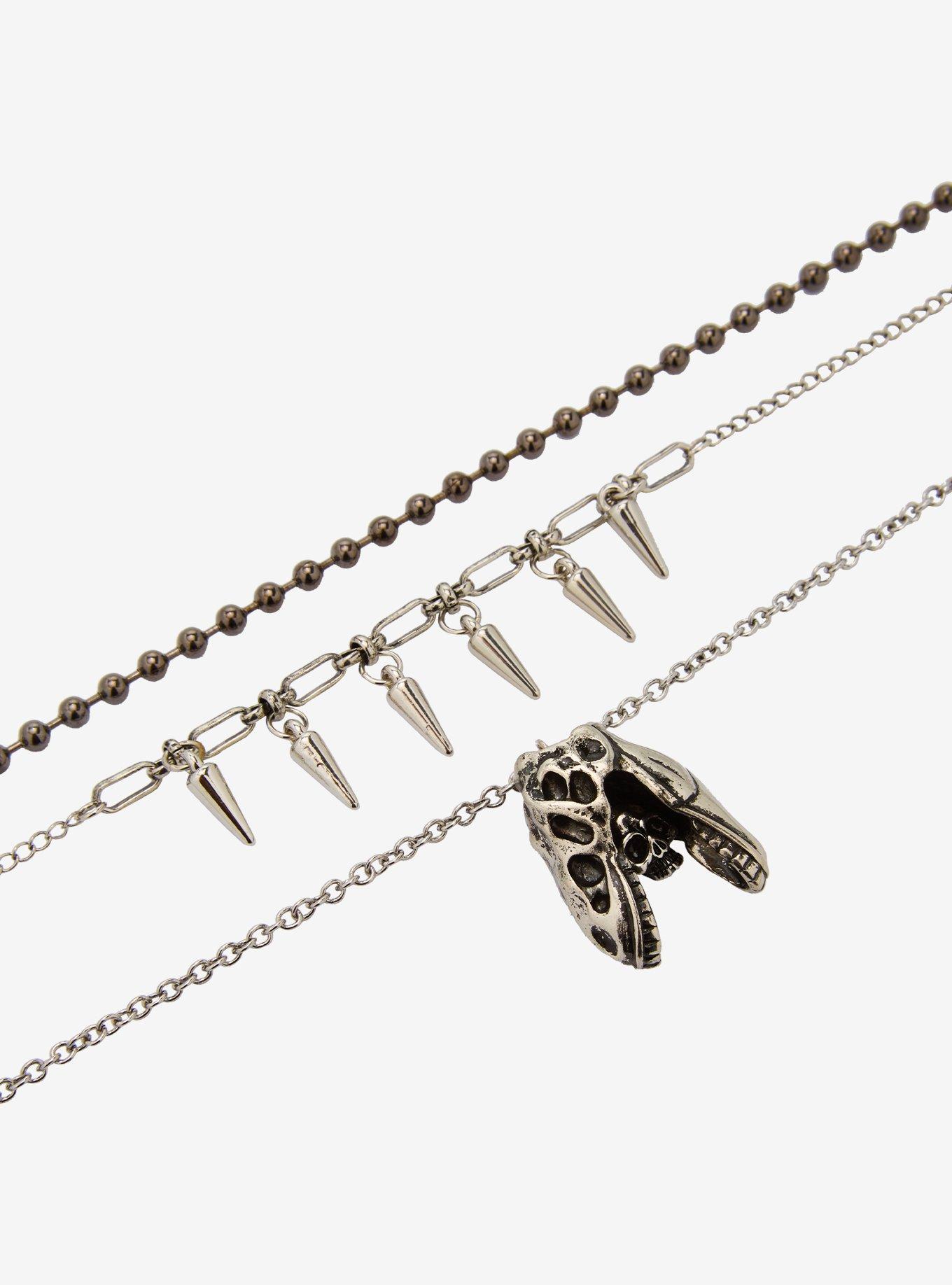Dinosaur Skull Spike Necklace Set, , alternate