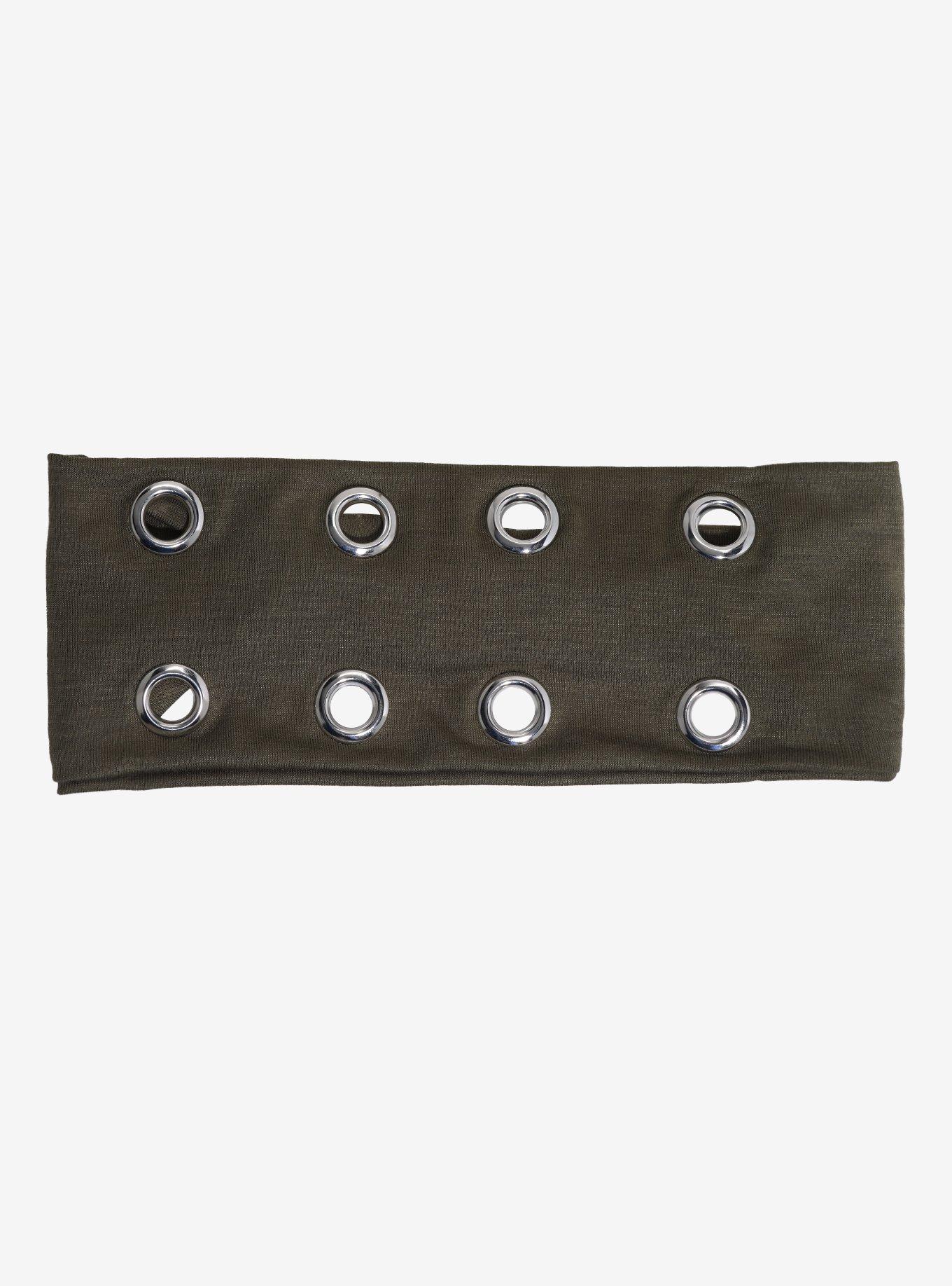 Olive Green Grommet Headband, , hi-res