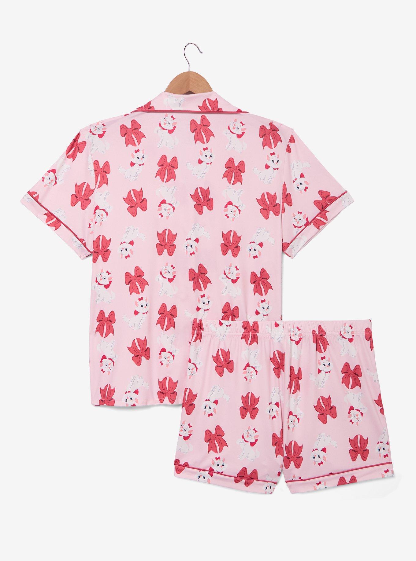Disney The Aristocats Marie Bows Allover Print Women's Pajama Shirt & Shorts Set - BoxLunch Exclusive, LIGHT PINK, alternate