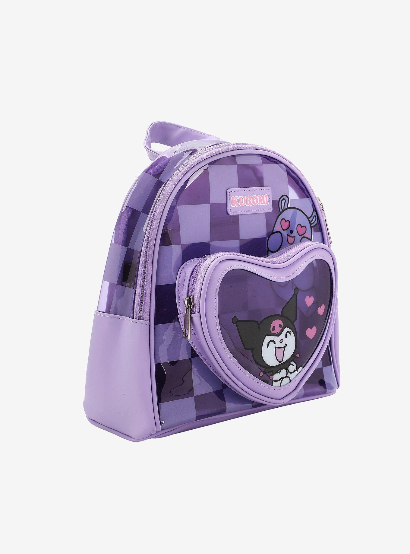Kuromi & Baku Purple Checker Transparent Mini Backpack, , alternate