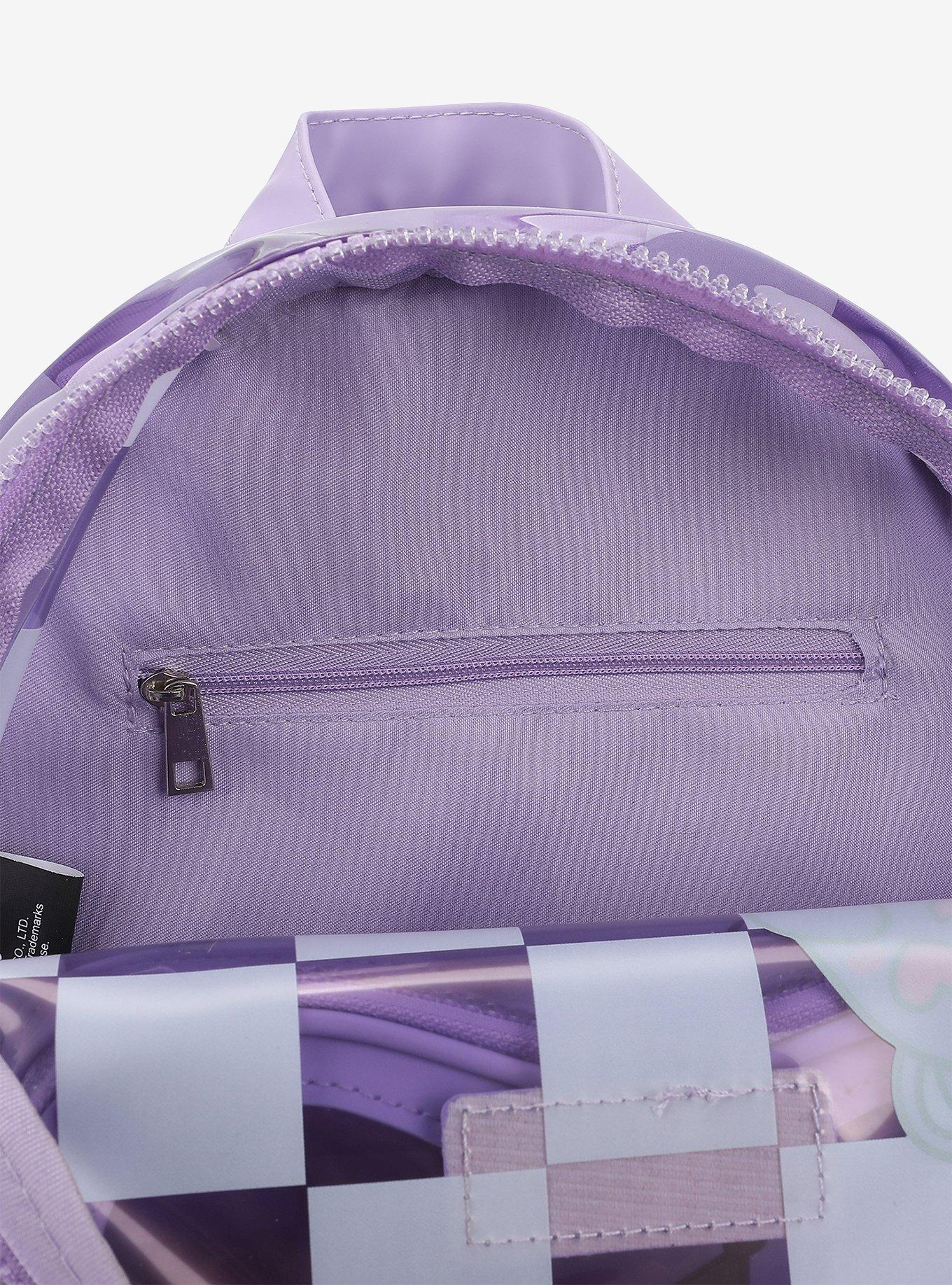Kuromi & Baku Purple Checker Transparent Mini Backpack, , alternate