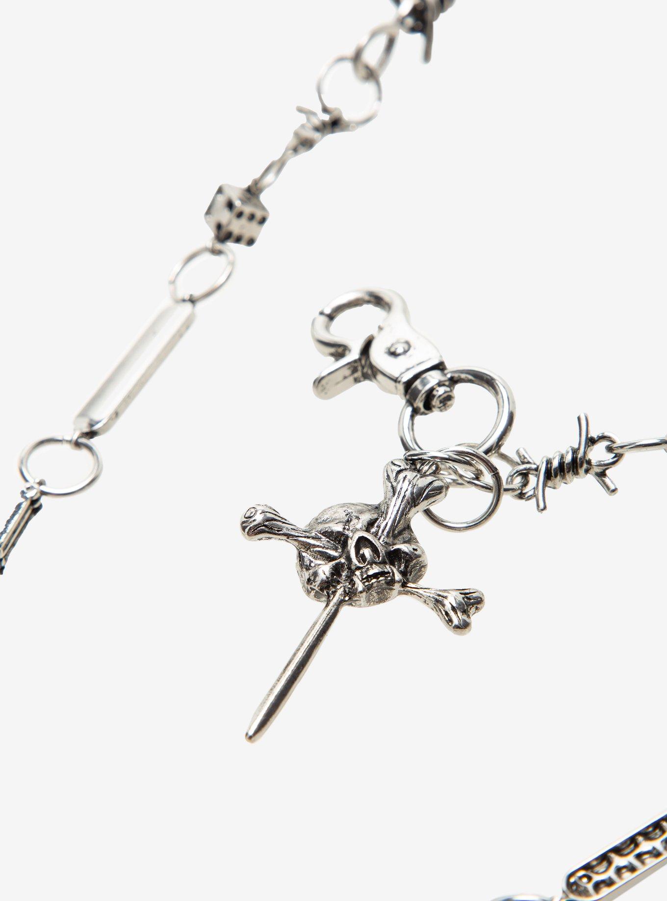 Barbed Wire Skull 24 Inch Wallet Chain, , alternate