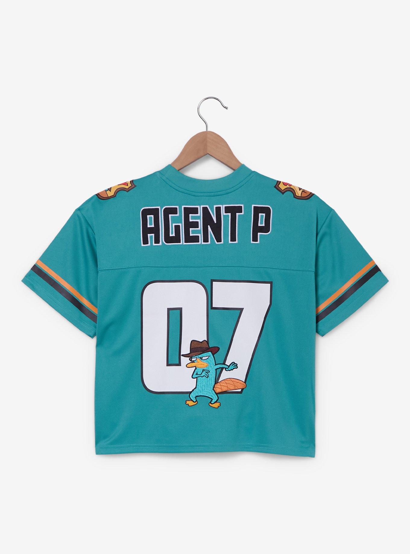 Disney Phineas & Ferb Perry Women's Cropped Football Jersey &mdash; BoxLunch Exclusive, , hi-res