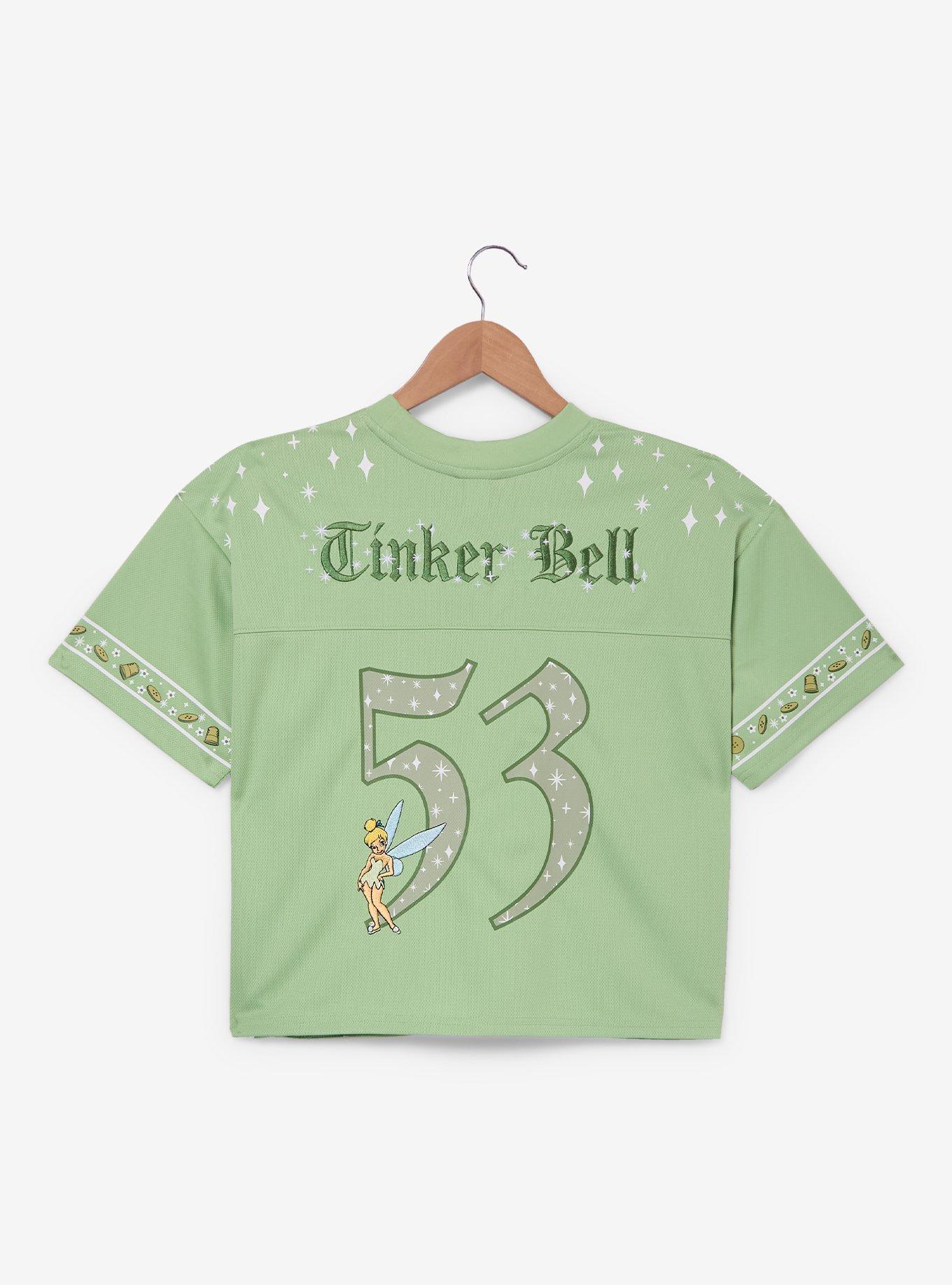 Disney Peter Pan Tinker Bell Women's Cropped Football Jersey — BoxLunch Exclusive, , hi-res