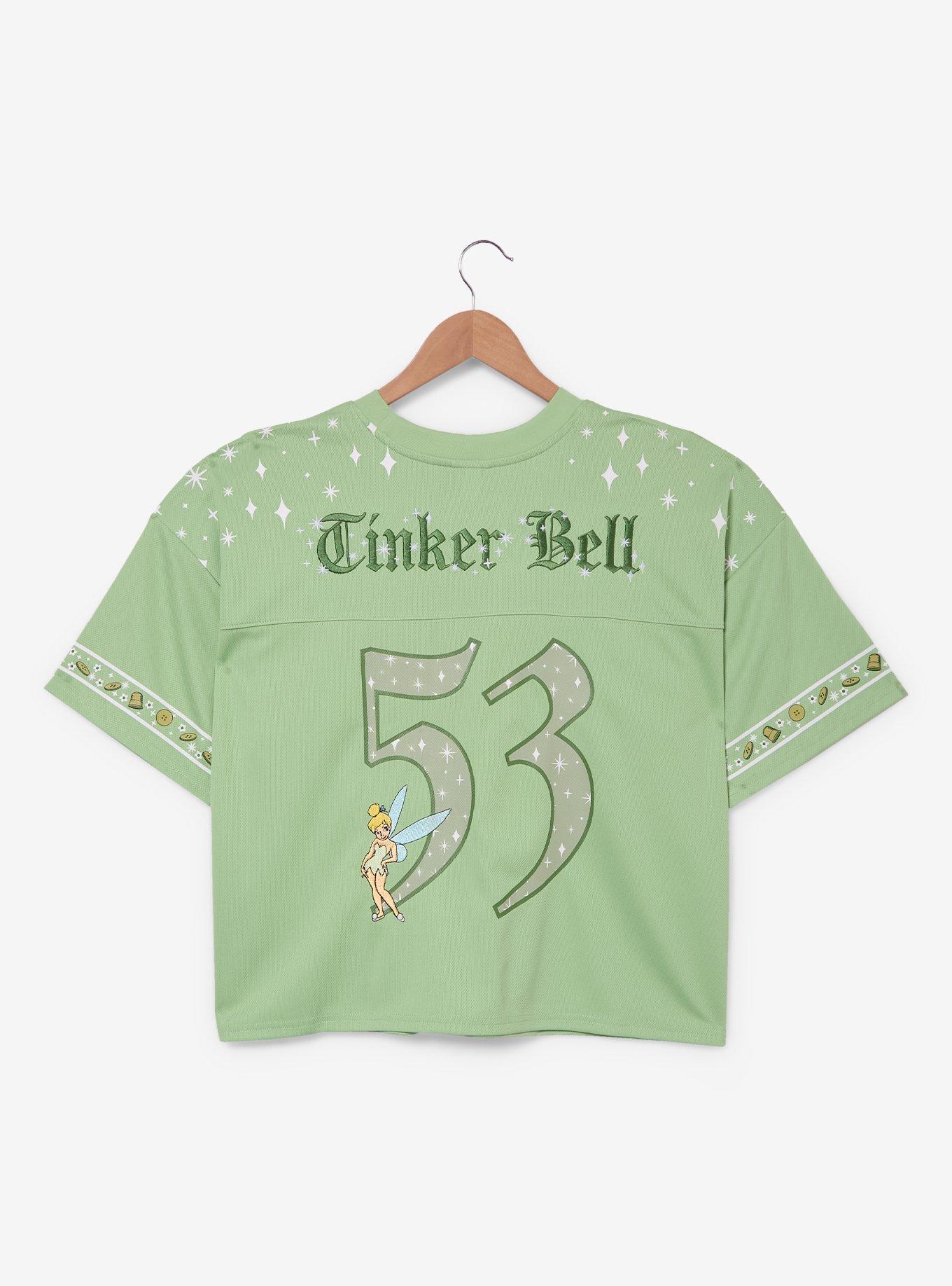 Disney Peter Pan Tinker Bell Women's Plus Cropped Football Jersey — BoxLunch Exclusive
