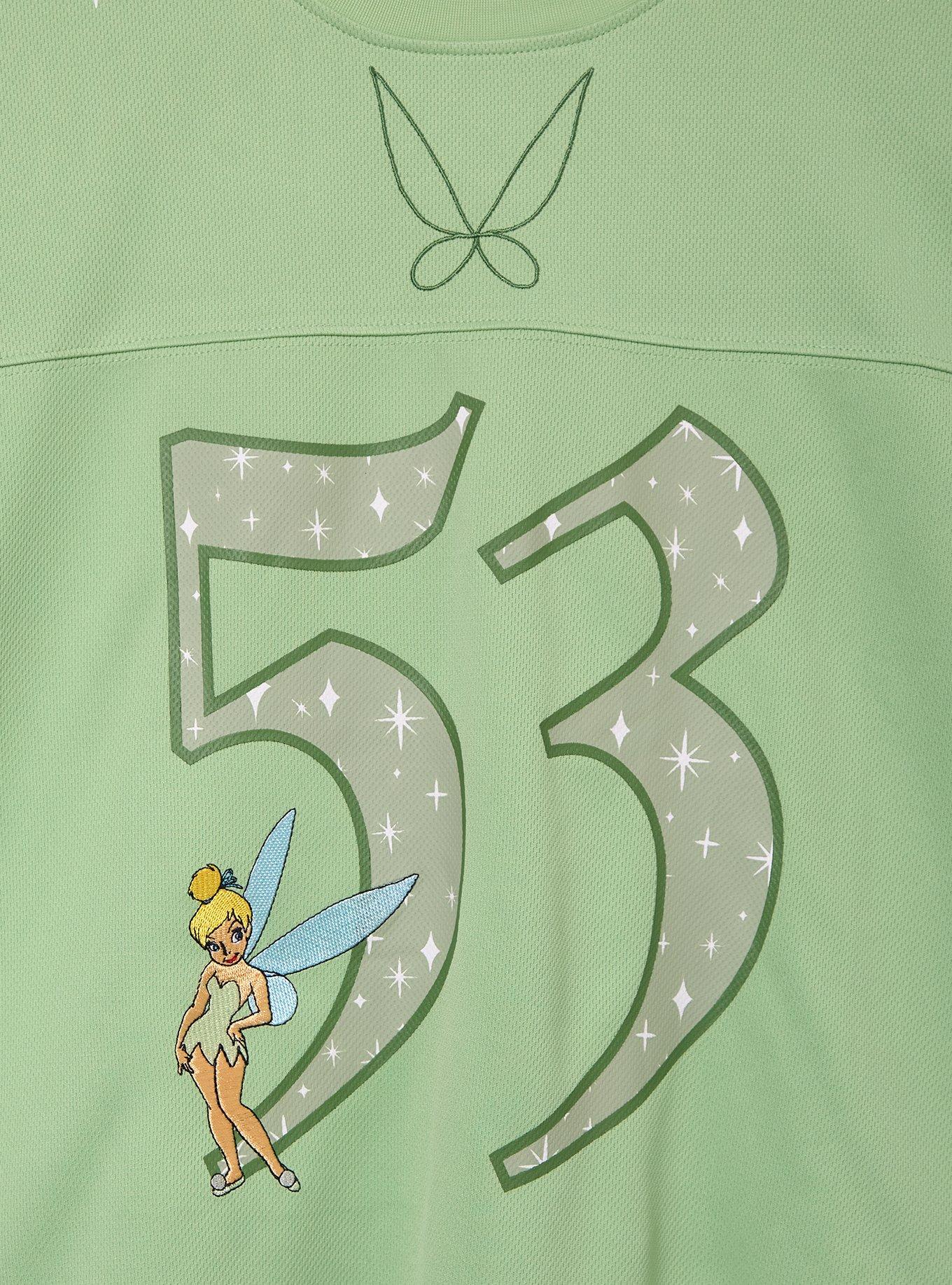 Disney Peter Pan Tinker Bell Women's Plus Size Cropped Football Jersey &mdash; BoxLunch Exclusive, SAGE, alternate