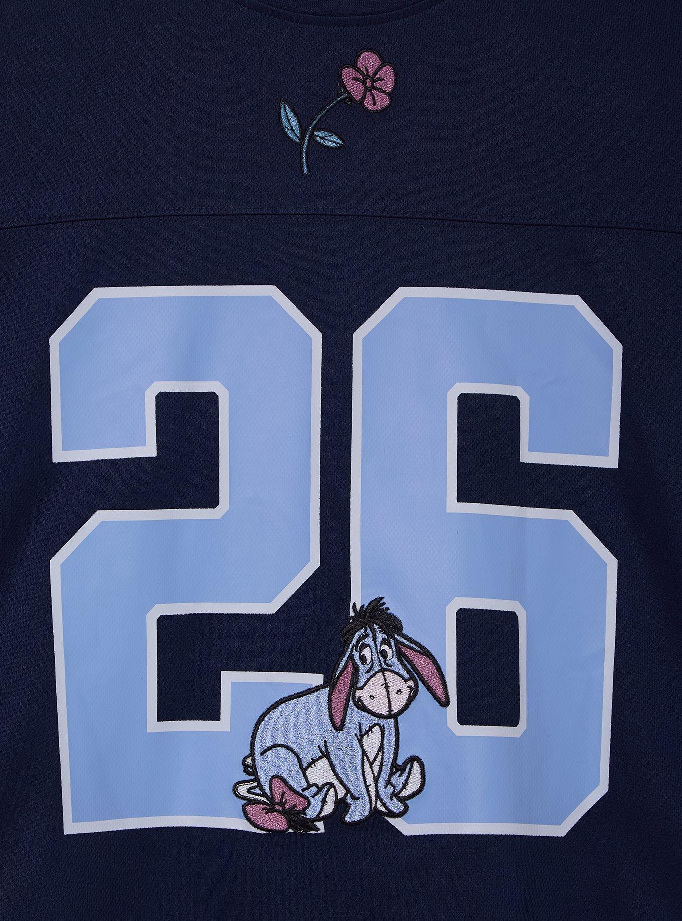 Disney Winnie the Pooh Eeyore Women's Plus Size Cropped Football Jersey - BoxLunch Exclusive, NAVY, alternate