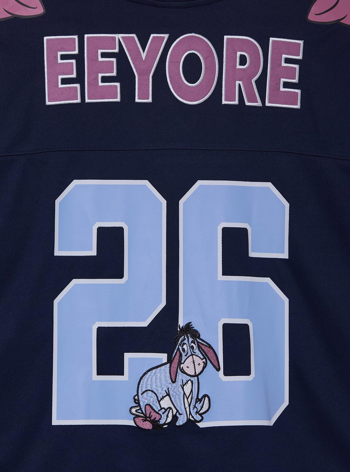 Disney Winnie the Pooh Eeyore Women's Plus Size Cropped Football Jersey - BoxLunch Exclusive, NAVY, alternate