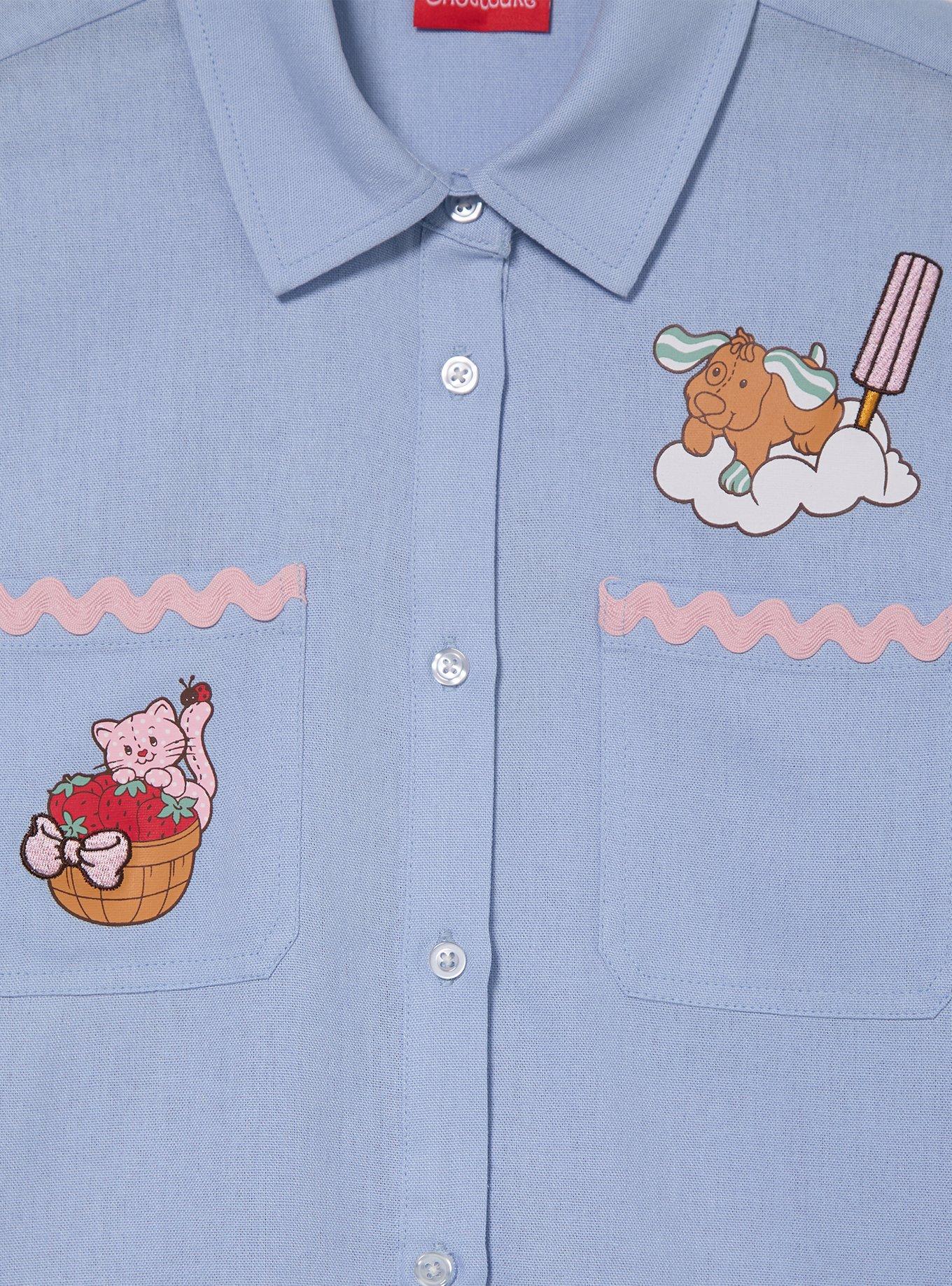 Strawberry Shortcake Sweet Treats Women's Long Sleeve Button-Up &mdash; BoxLunch Exclusive, DENIM, alternate