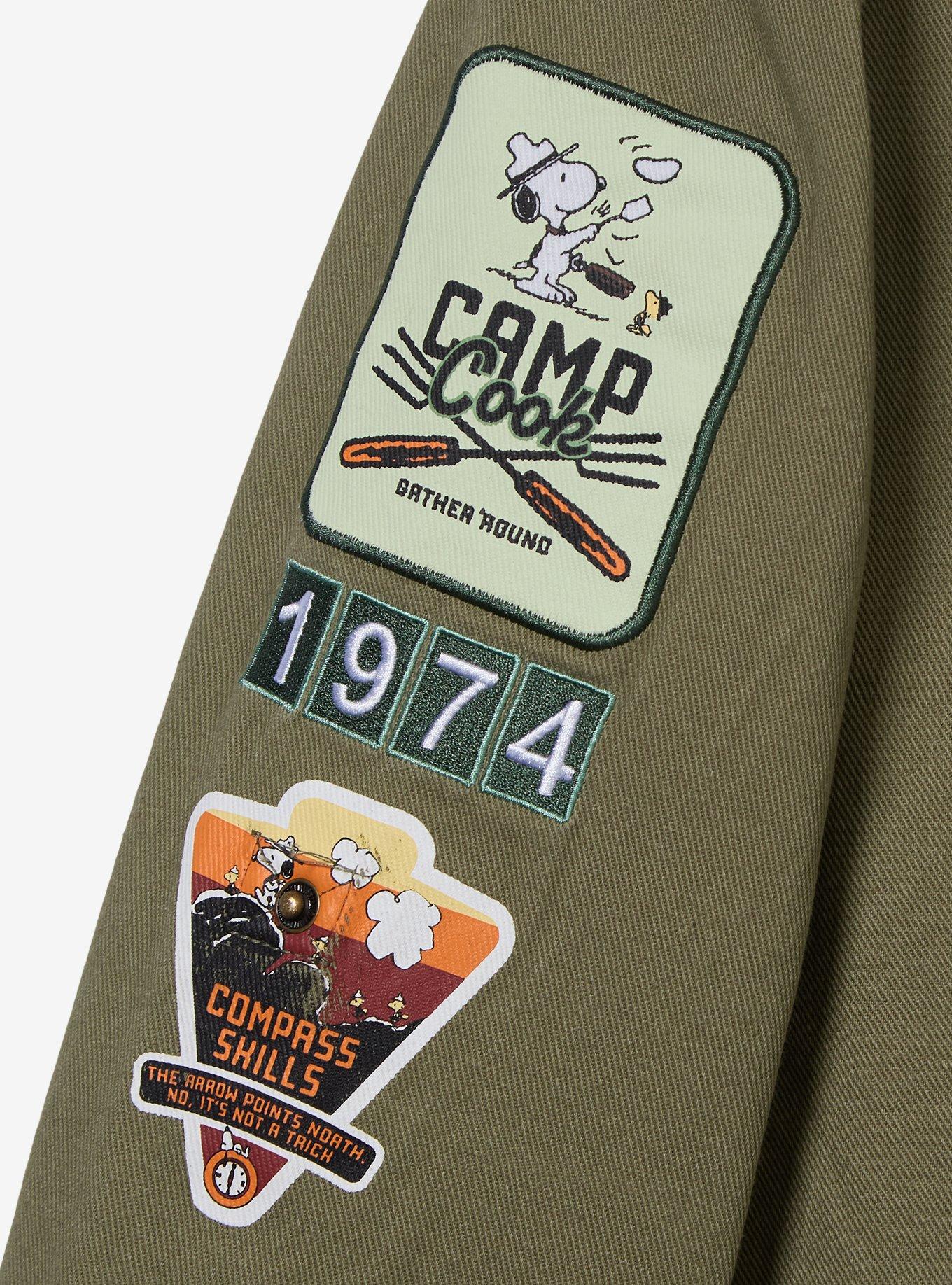 Peanuts Beagle Scouts Icons Women's Button-Up &mdash; BoxLunch Exclusive, ARMY GREEN, alternate