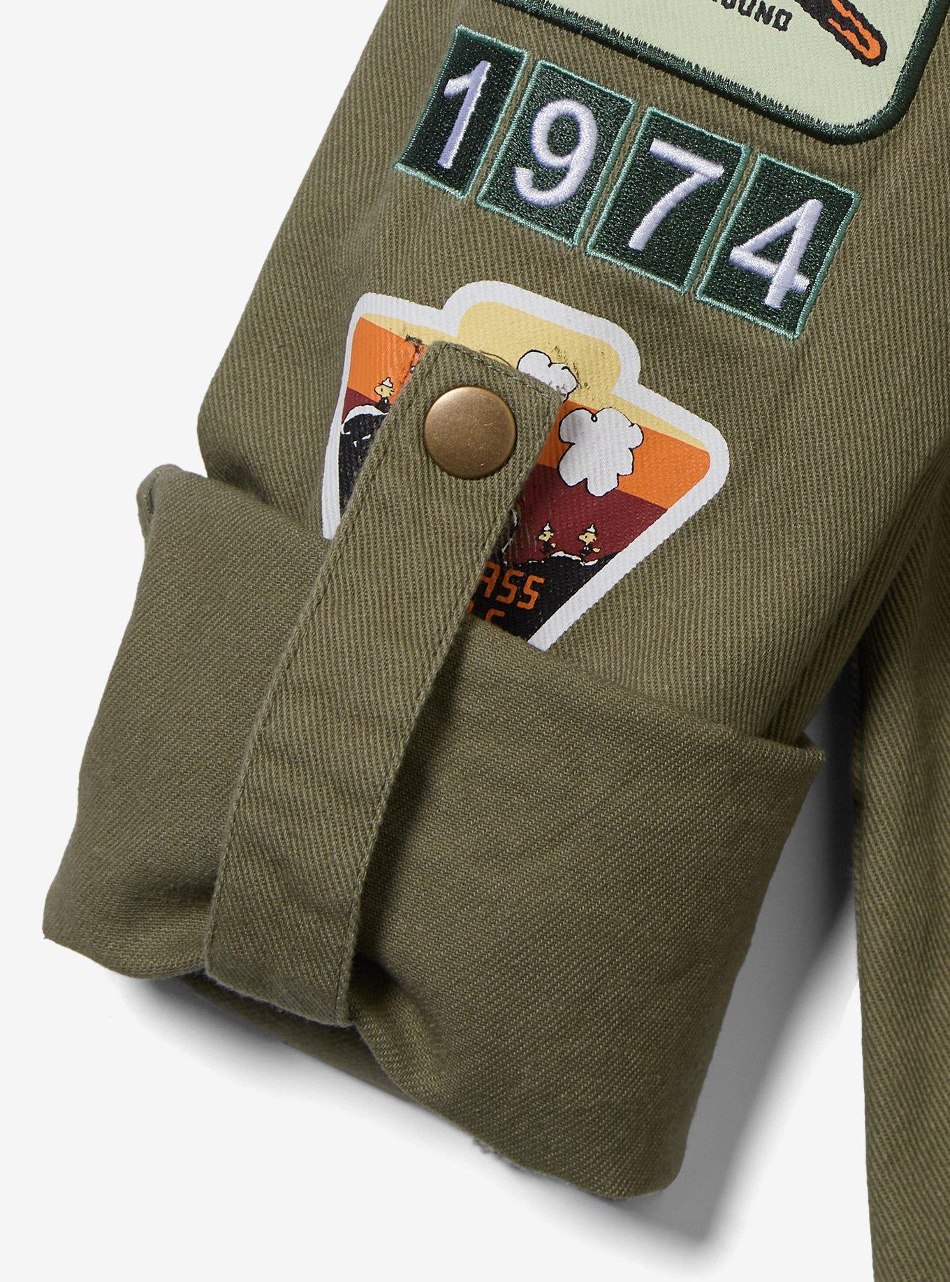 Peanuts Beagle Scouts Icons Women's Button-Up &mdash; BoxLunch Exclusive, ARMY GREEN, alternate