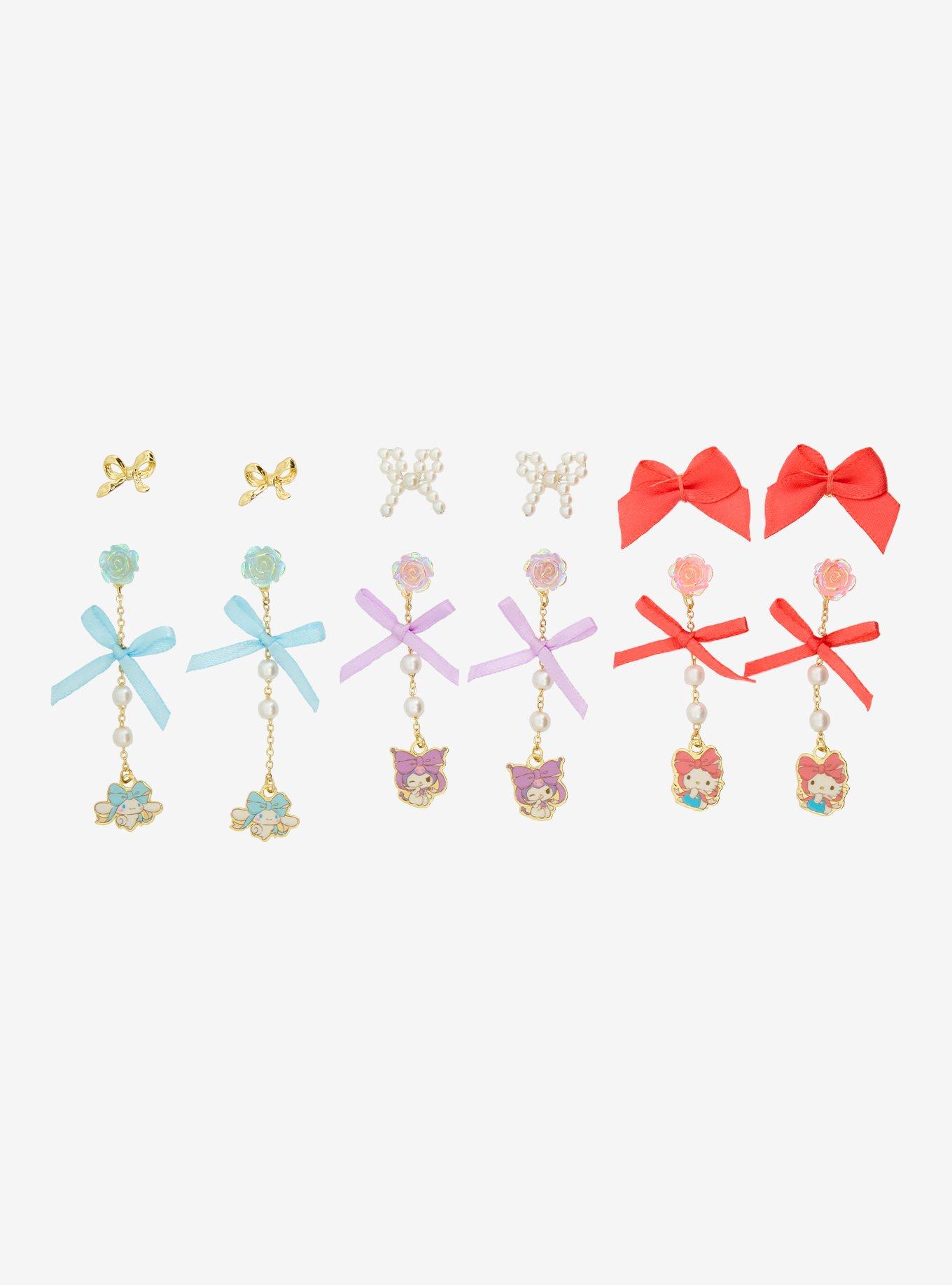 Sanrio Hello Kitty and Friends Bow Dangling Earring Set — BoxLunch Exclusive, , hi-res