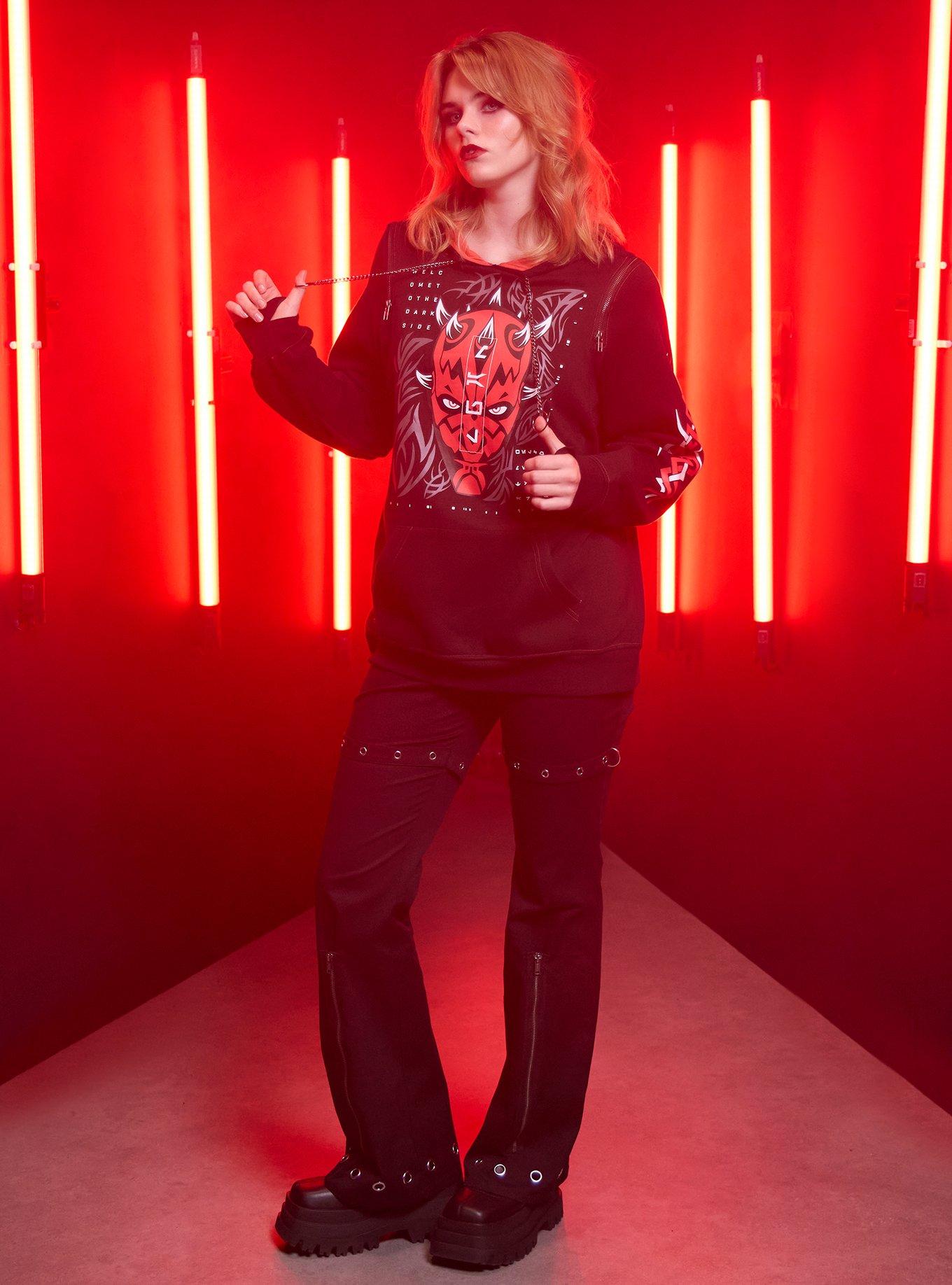 Her Universe Star Wars: Maul - Shadow Lord Portrait Girls Oversized Cold-Shoulder Hoodie, MULTI, alternate