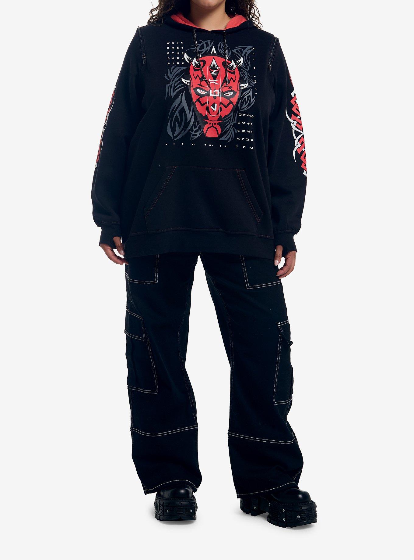 Her Universe Star Wars: Maul - Shadow Lord Portrait Girls Oversized Cold-Shoulder Hoodie Plus Size, MULTI, alternate