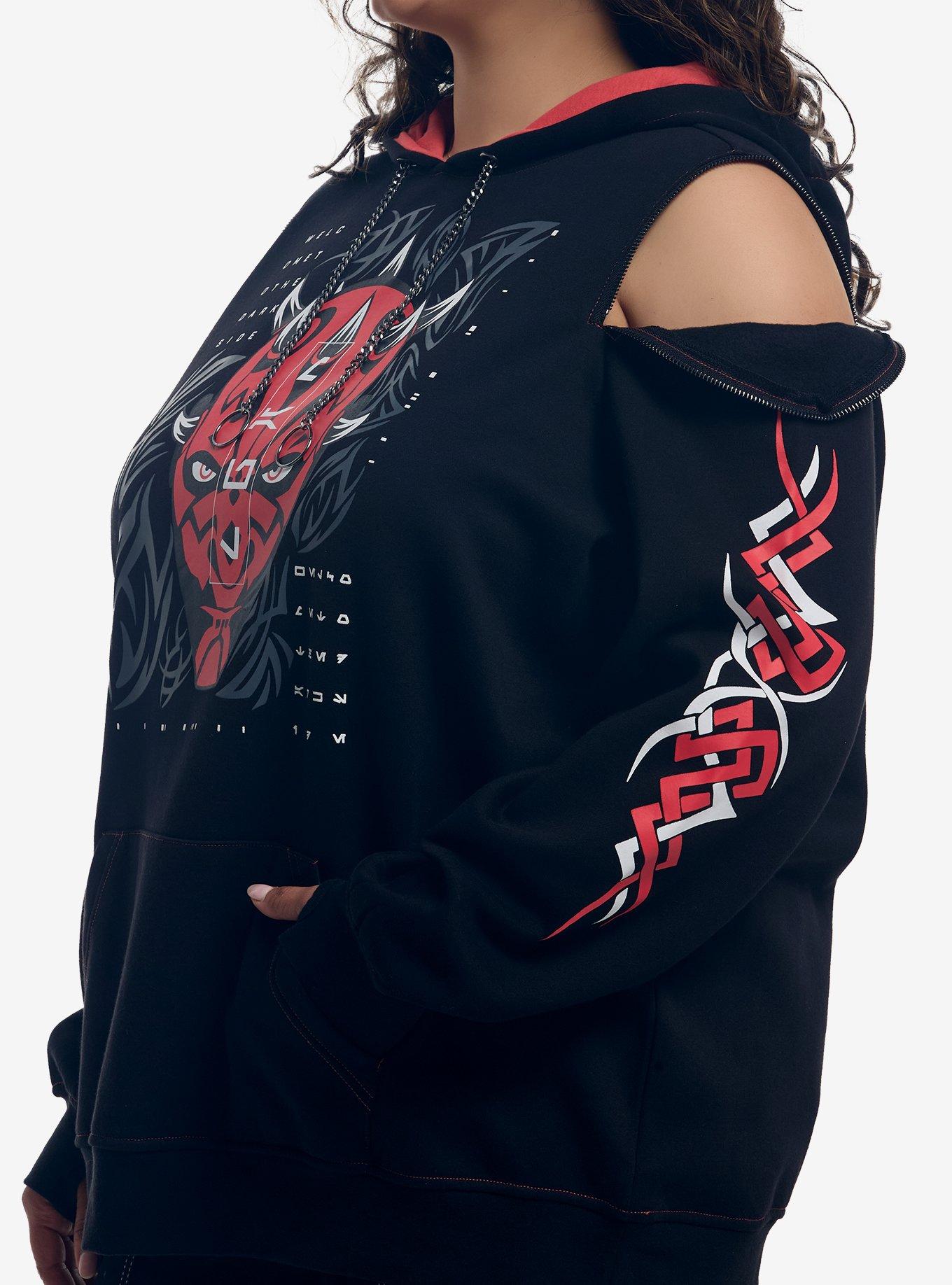 Her Universe Star Wars: Maul - Shadow Lord Portrait Girls Oversized Cold-Shoulder Hoodie Plus Size, MULTI, alternate