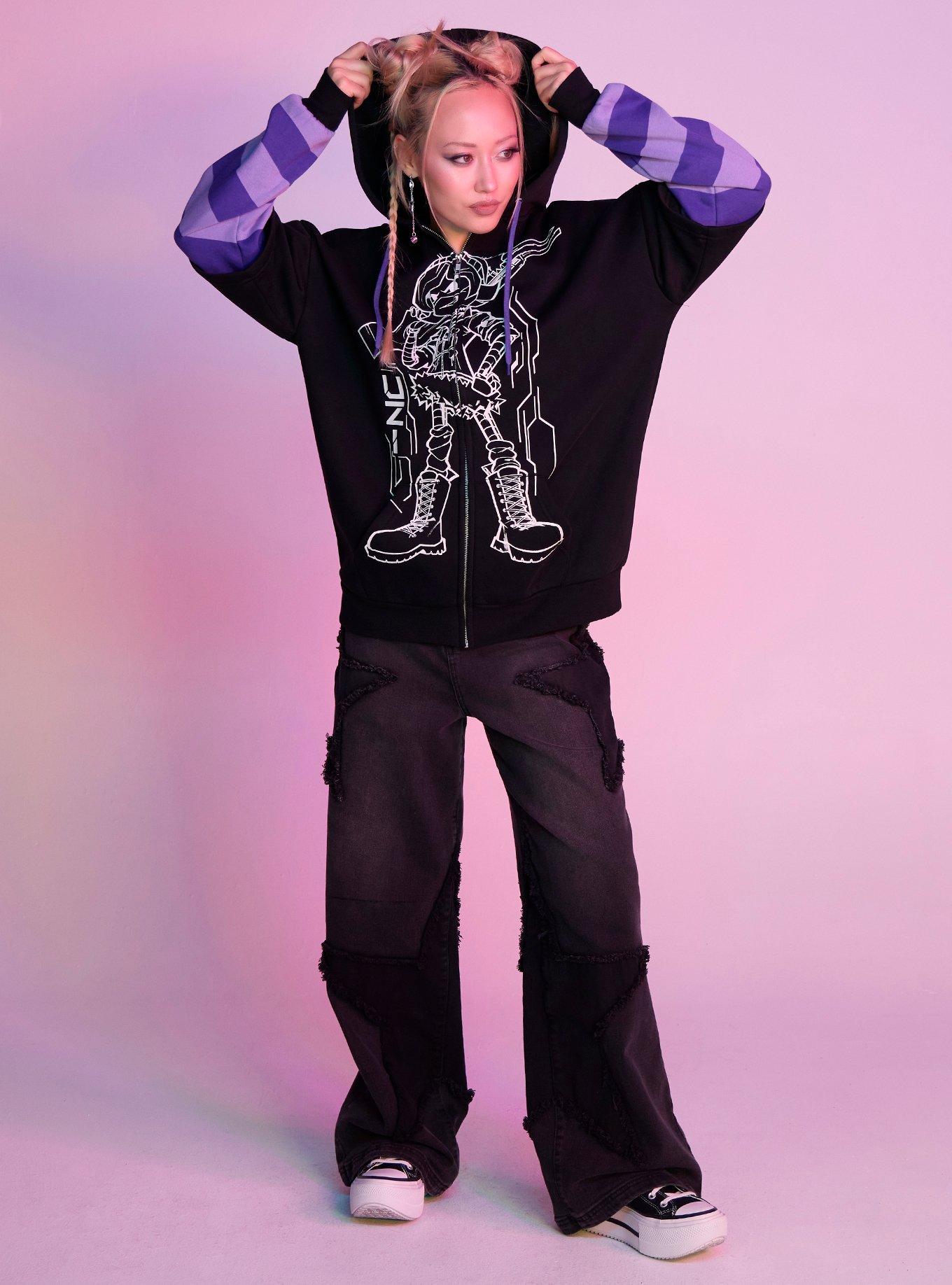 Murder Drones Uzi Girls Twofer Hoodie, BLACK, alternate